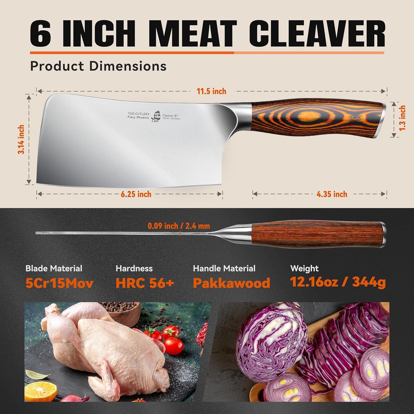 TUO Boning Knife - Razor Sharp Fillet Knife - High Carbon German Stainless Steel Kitchen Cutlery - Pakkawood Handle - Luxurious Gift Box Included - 7 inch - Fiery Phoenix Series