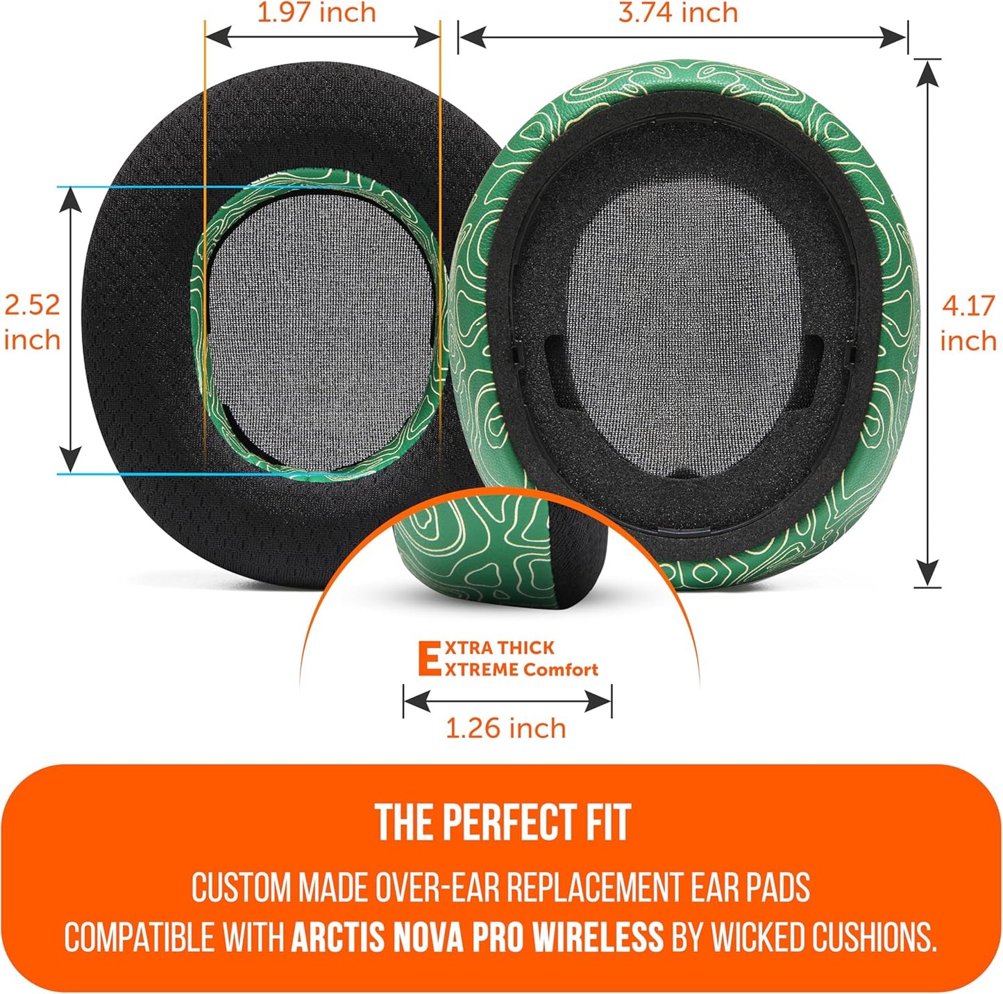 WC Freeze Nova Pro Wireless - Cooling Gel Earpads for Arctis Nova Pro Wireless ONLY (Doesn’t Fit Other Models), Made by Wicked Cushions, Improved Durability, Thickness & Sound Isolation | Black