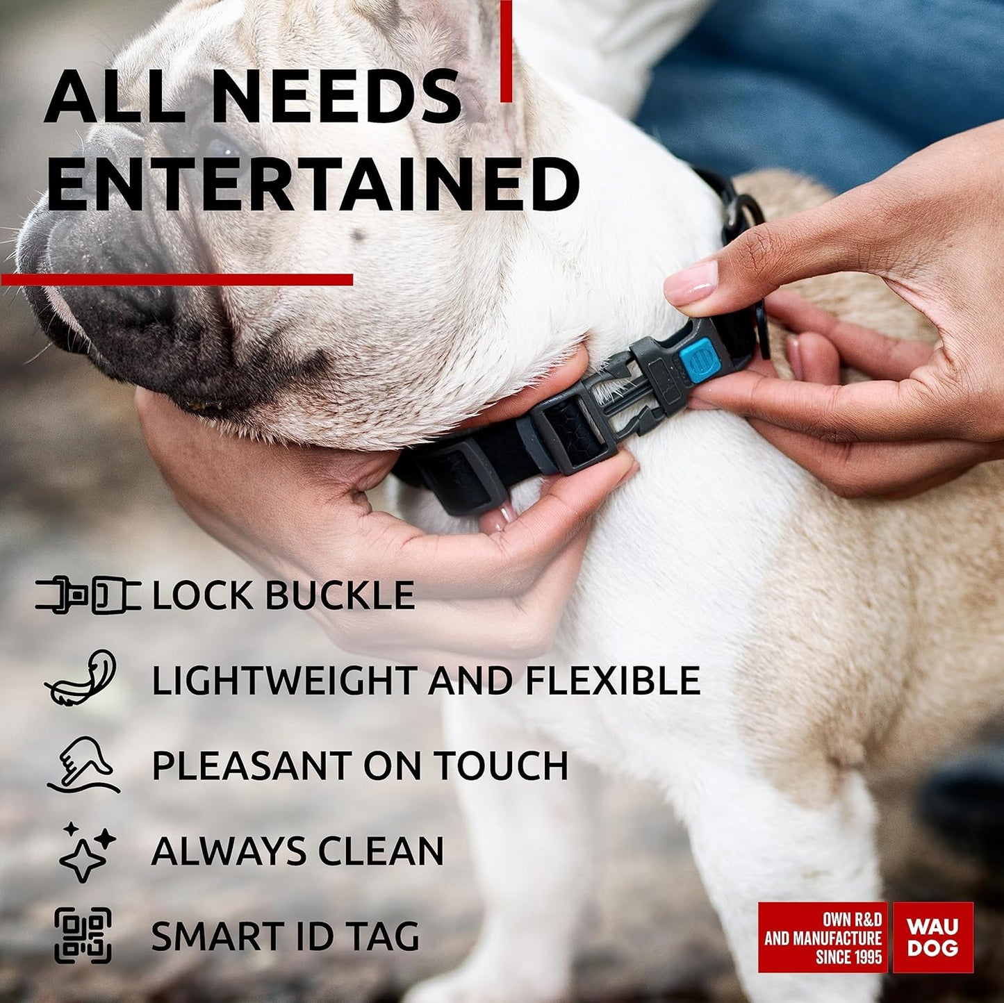 Waterproof Dog Collar - Adjustable Glow Dog Collar for Large Dogs, Small and Medium Dogs - Heavy Duty Dog Collars with Durable Metal Clasp and QR Dog Tag - Glow in The Dark Dog Collars
