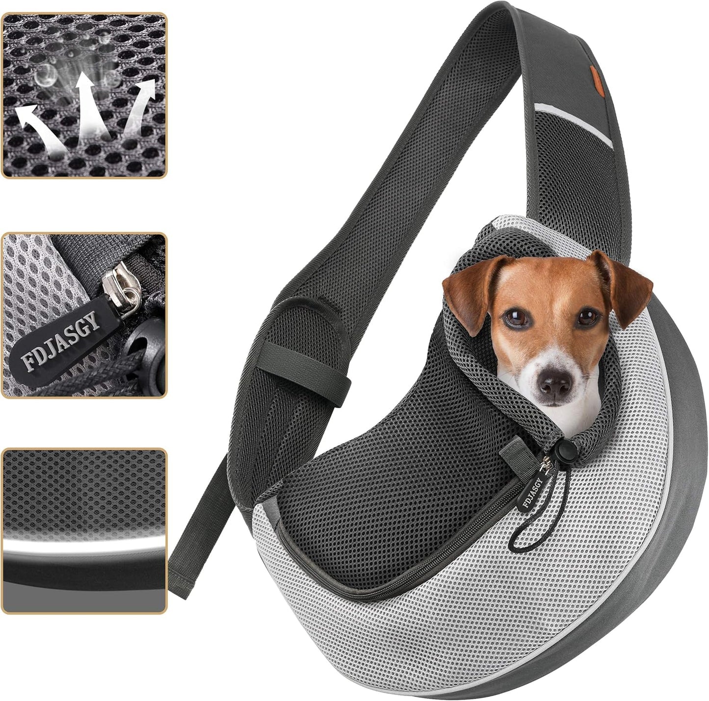 FDJASGY Pet Sling Carrier for Small Dogs Cats,Breathable Mesh Travelling Hand Free Puppy Backpack with Pouch and Adjustable Strap Carrier Grey