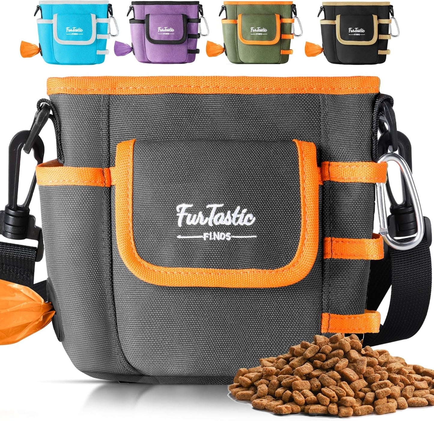 FurtasticFinds Dog Treat Pouch with Quick-Release Magnetic Closure, 3-Way Wear Treat Bags, 900D Waterproof Fabric, 4 Storage Spaces, Treat Pouch for Pet Training Walking (Green)