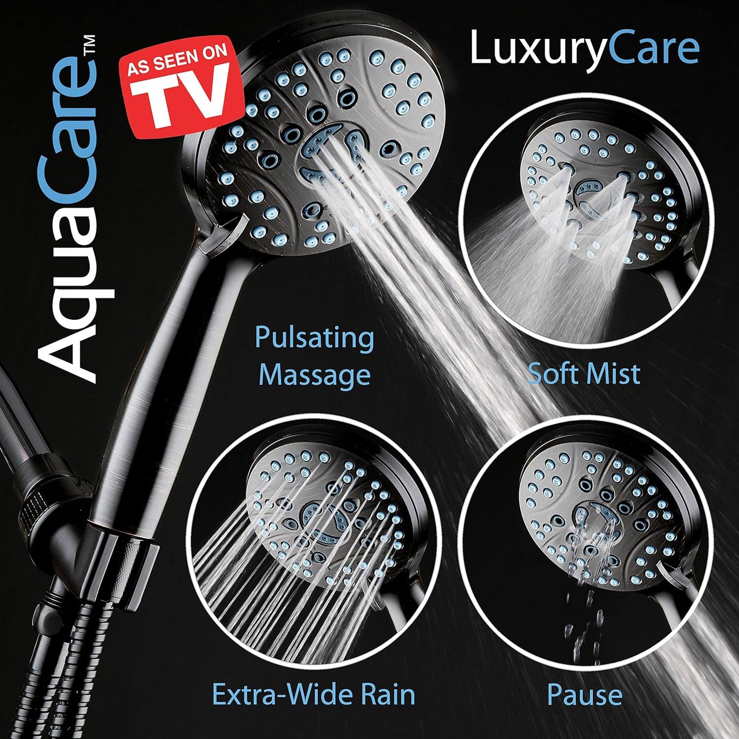 Purilite Select 8-Setting Handheld Shower Head – High Pressure, Self-Cleaning, Total Shower Hygiene System