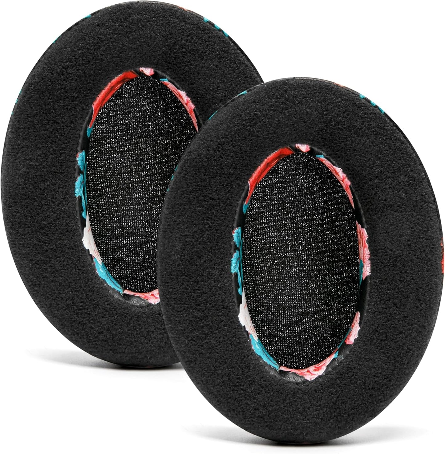 WC PadZ Velour - The Ultimate Upgraded Earpads by Wicked Cushions - Compatible With Audio Technica, HyperX, SteelSeries Arctis & More - Extra Thick - Bigger Opening - Softer Memory Foam | Black Floral