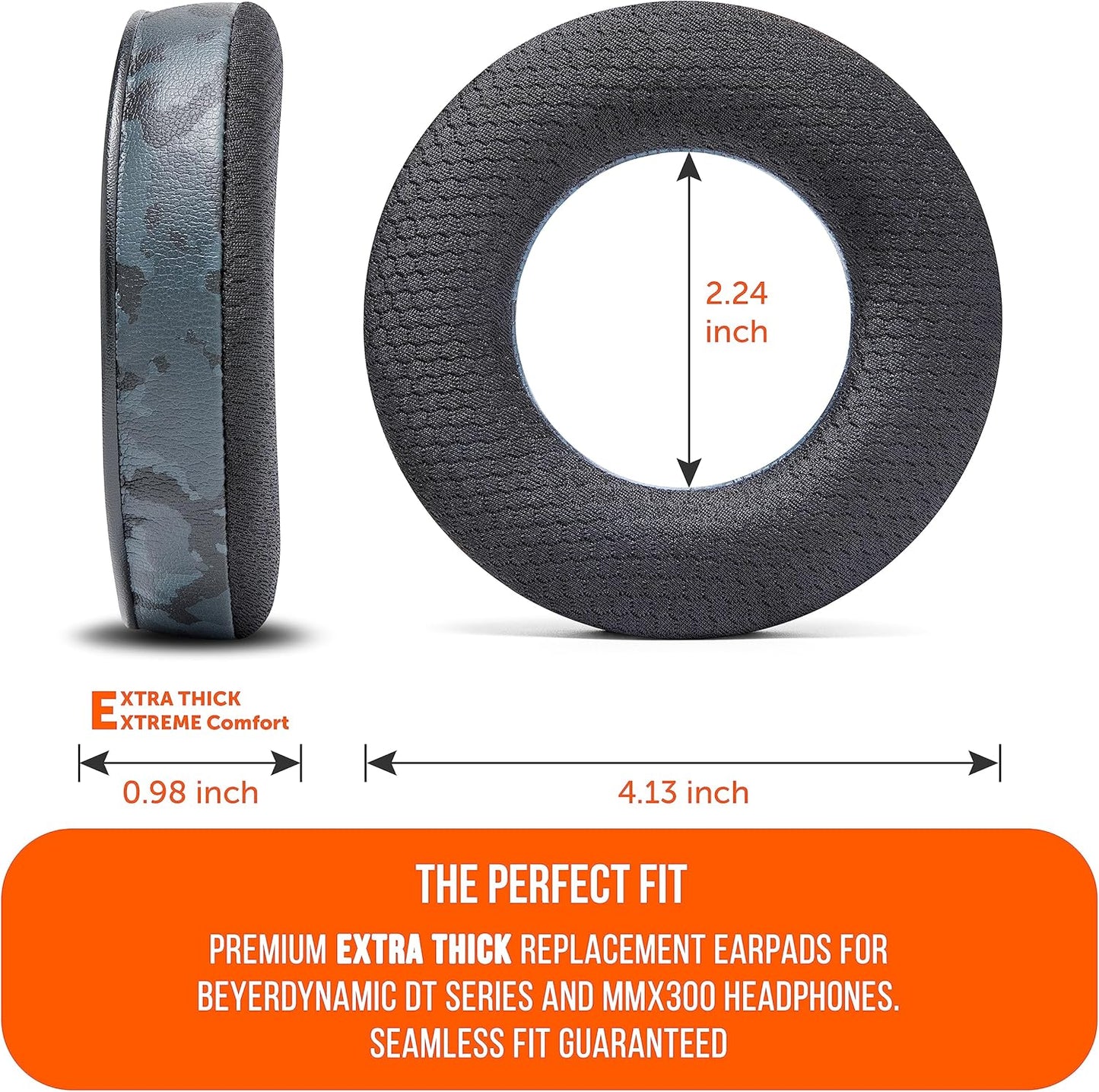 WC Freeze DT770 - Cooling Gel Ear Pads for Beyerdynamic DT770, DT990, DT880, MMX300, DT1770, DT1990 Headphones | Sport Fabric Exterior, Noise Isolation, Enhanced Foam, Cooler for Longer | Black