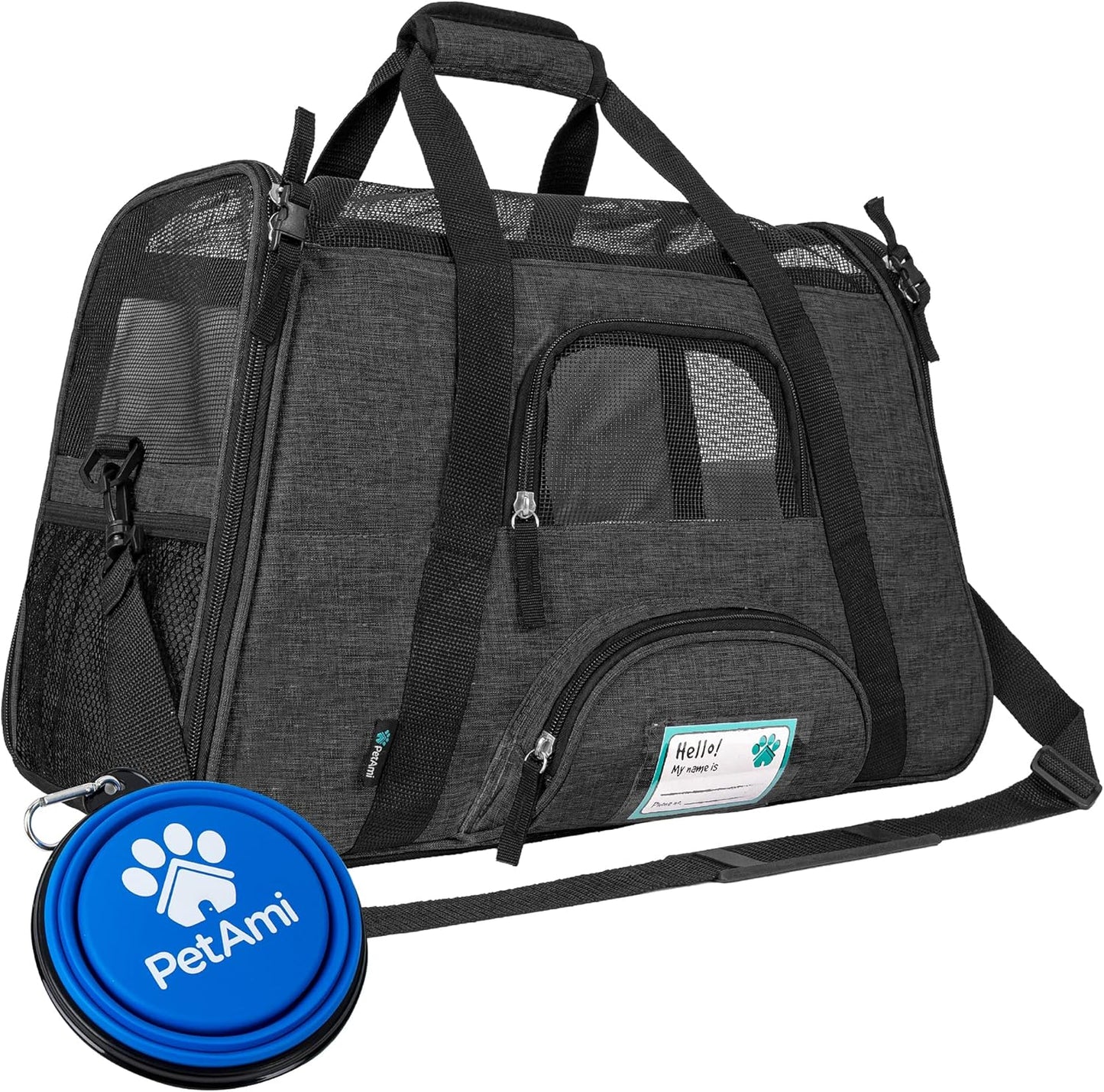 Premium Airline Approved Soft-Sided Pet Travel Carrier by PetAmi | Ventilated, Comfortable Design with Safety Features | Perfect For Plane or Car | Ideal for Small to Medium Sized Cats, Dogs, and Pets