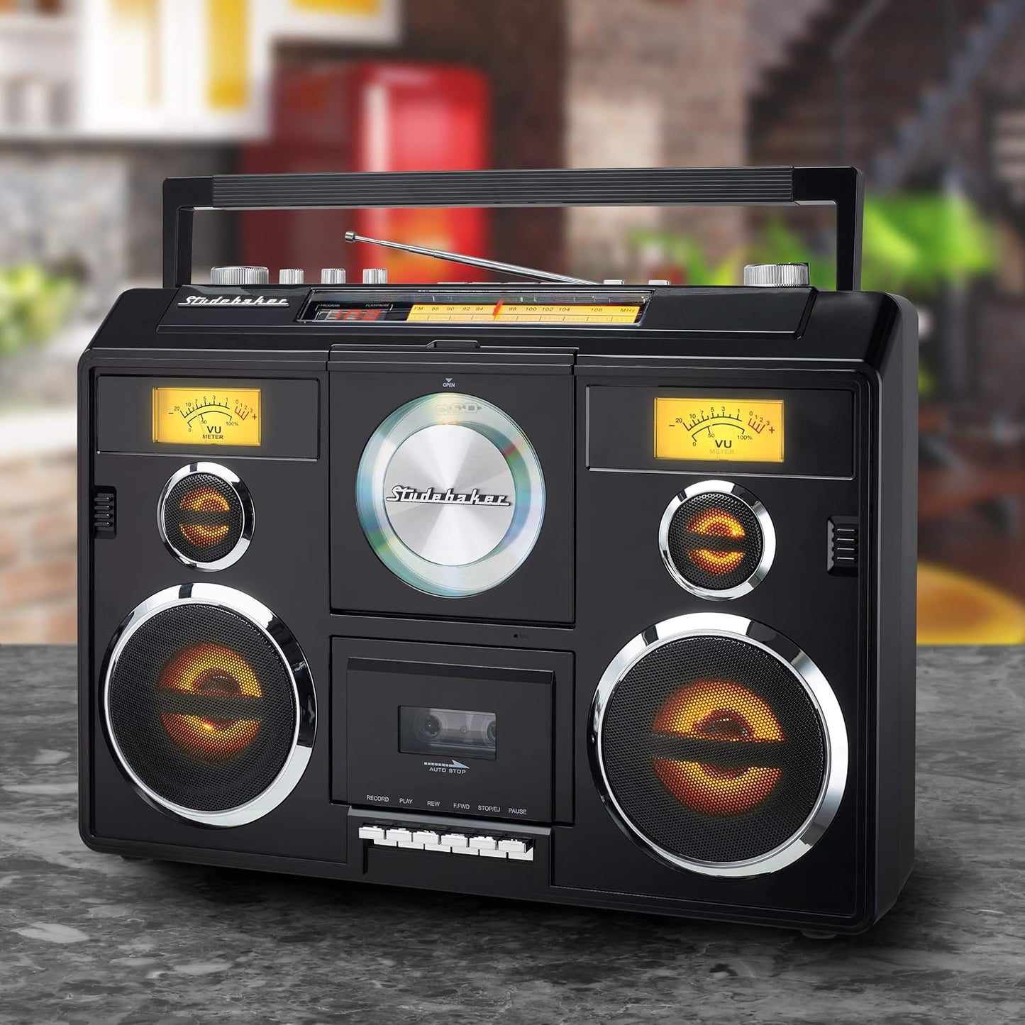 Sound Station Portable Stereo with Bluetooth/CD/AM-FM Radio/Cassette Recorder (Silver)