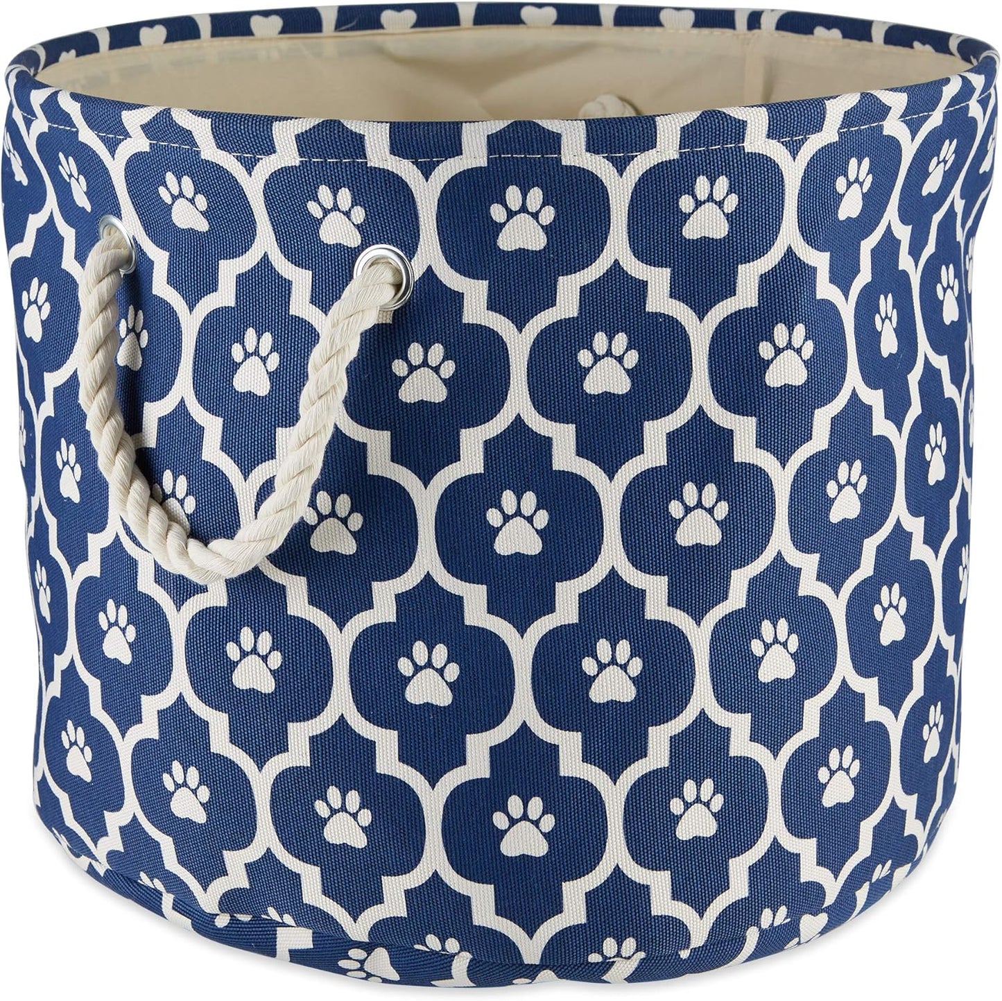 DII Bone Dry RoundSmall Pet Toy and Accessory Storage Bin, 12"(Dia) x9(H), Collapsible Organizer Storage Basket for Home Decor, Pet Toy, Blankets, Leashes and Food-Gray Stripes