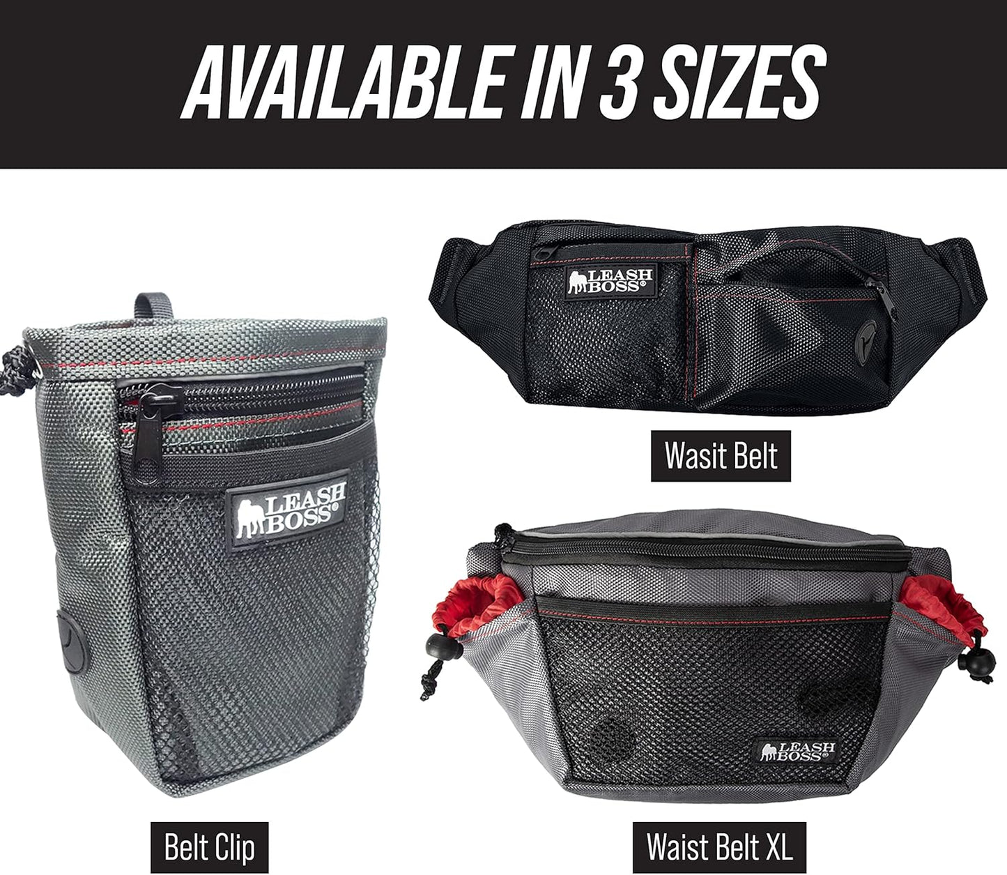 Leashboss Dog Treat Pouch for Training | Training Treat Pouches for Pet Training | Treat Bag for Dog Training | Portable Kibble Snack Container for Pets | Fanny Pack Waist Belt Transport On The Go