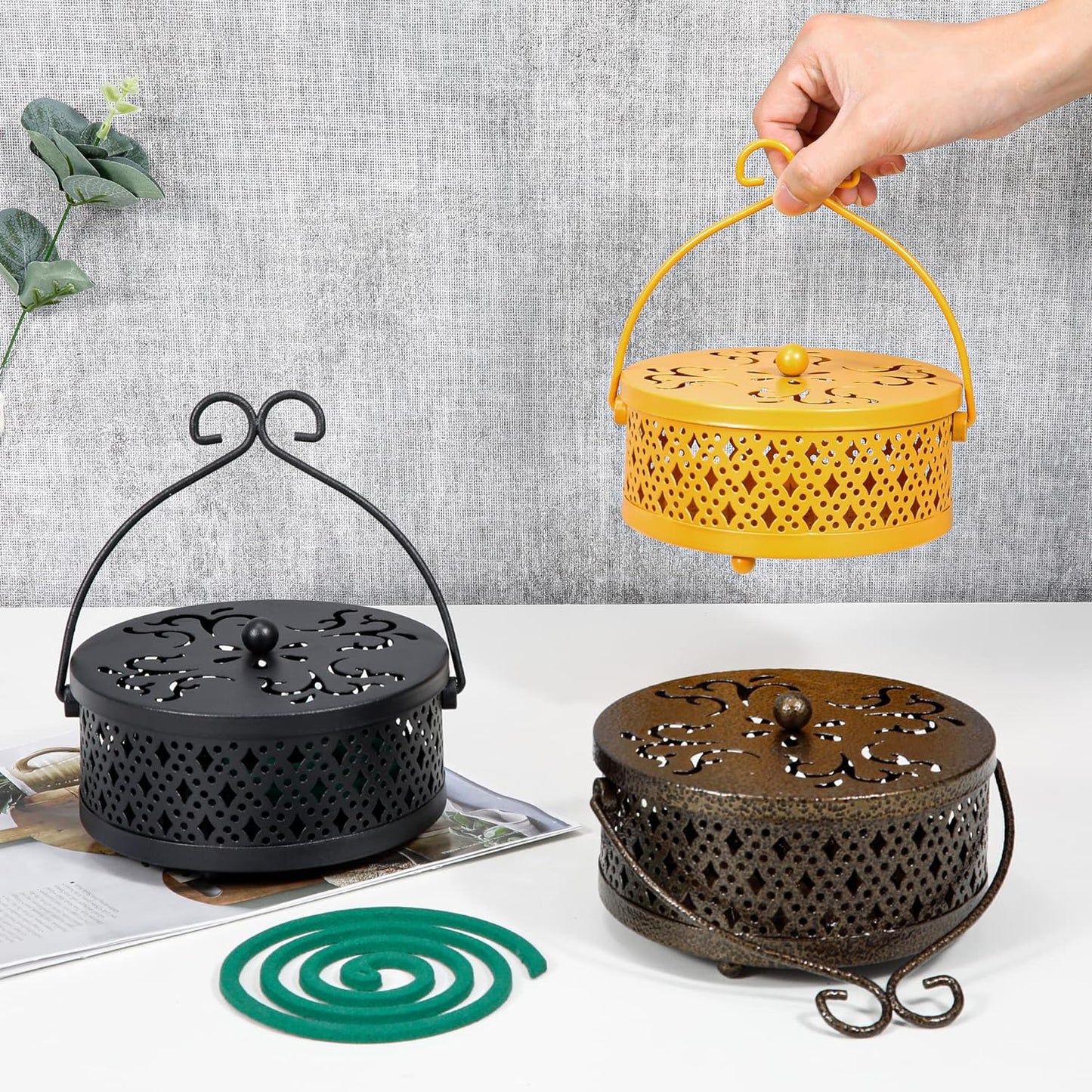 Purilite Select Metal Mosquito Coil Holder with Lid