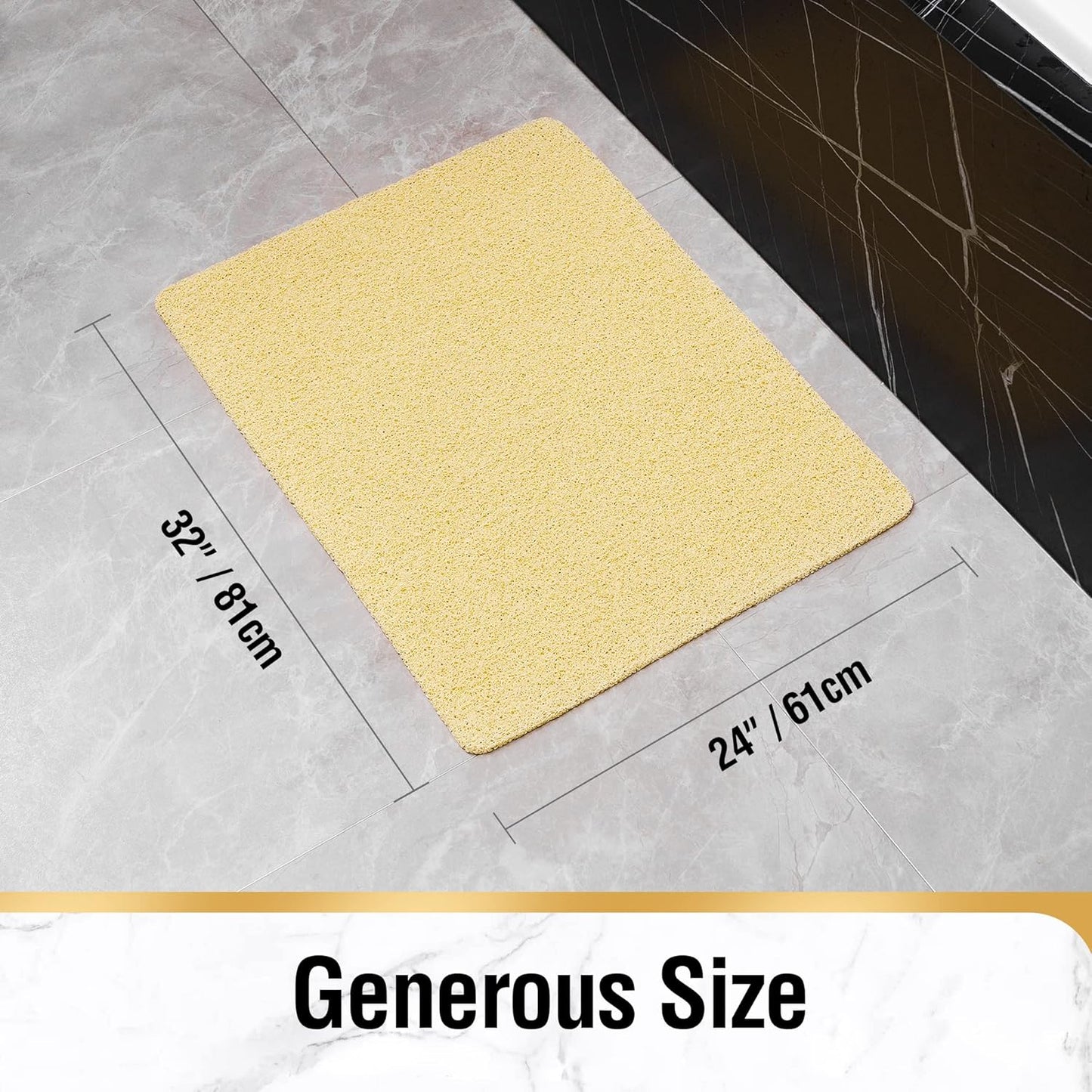 HITSLAM Shower Mat Non Slip, 24 x 16 Inch Bathtub Mat Non Slip with Drain, Soft PVC Loofah Bath Mat for Tub, Quick Drying Bathroom Shower Mat, Grey