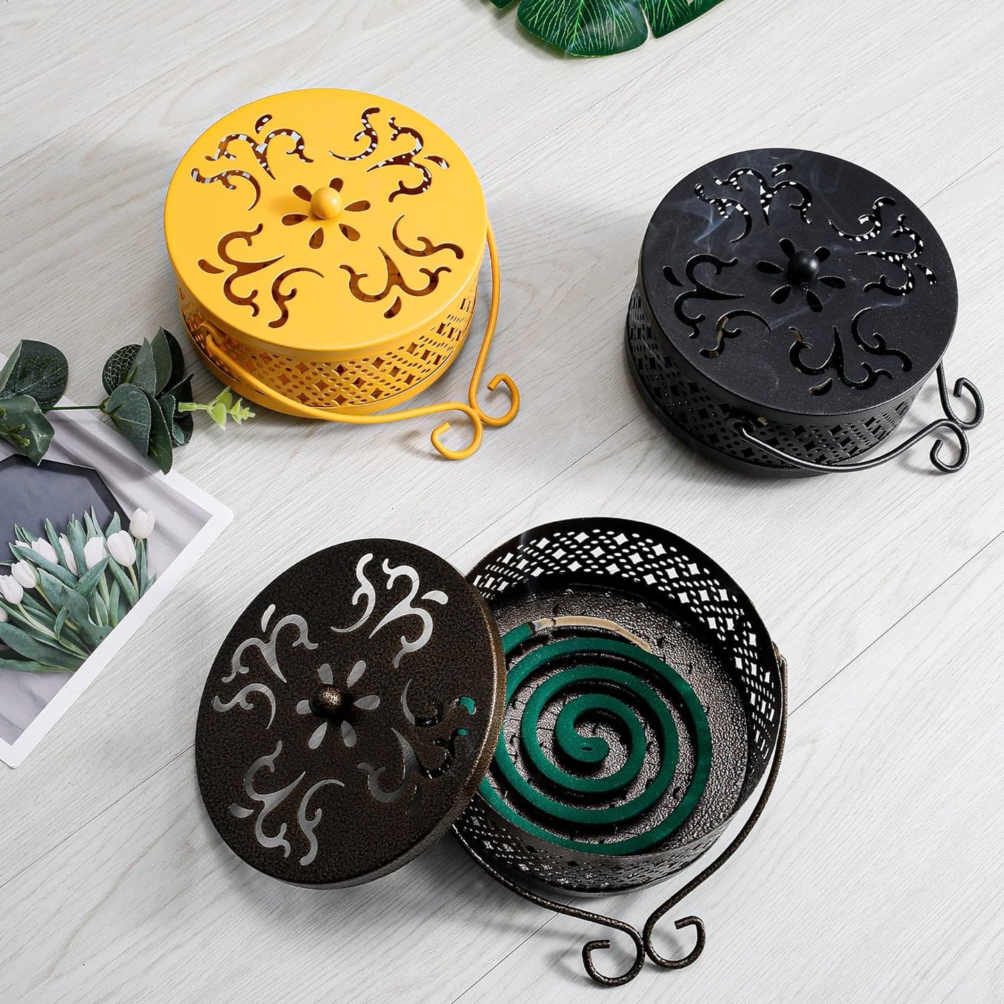 Purilite Select Metal Mosquito Coil Holder with Lid