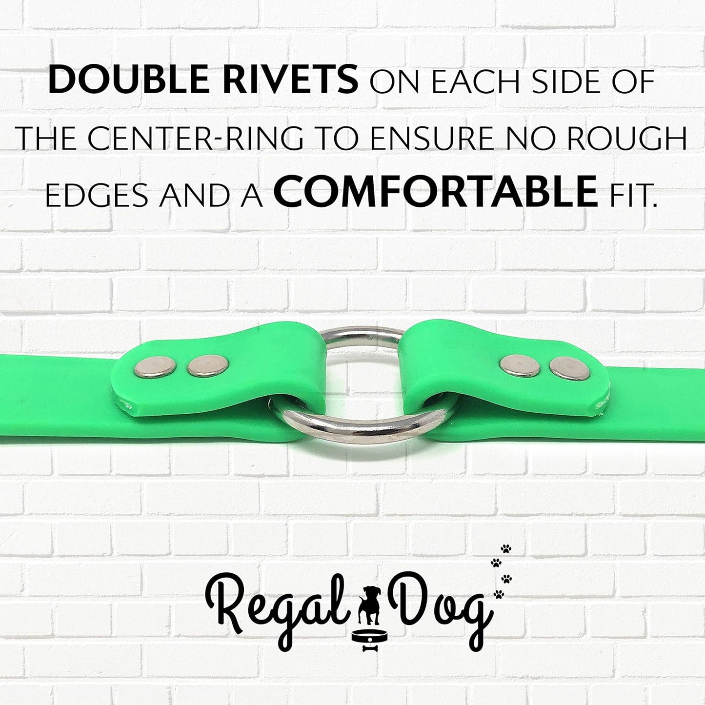 Regal Dog Products Medium Orange Dog Collar with Heavy Duty Double Buckle & D Ring | Vinyl Coated, Custom Fit, Adjustable Biothane Dog Collar Chew Resistant Waterproof Center-Ring Collar for Dogs
