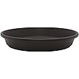 Heavy Duty Ceramic Black Plant Saucer - with Silicone Feet for Added Surface Protection - Scratch-Resistant Plant Drip Trays for Pots 8.3" at the Base or Less, Plant Plate, 7-8 Inch Plant Saucer