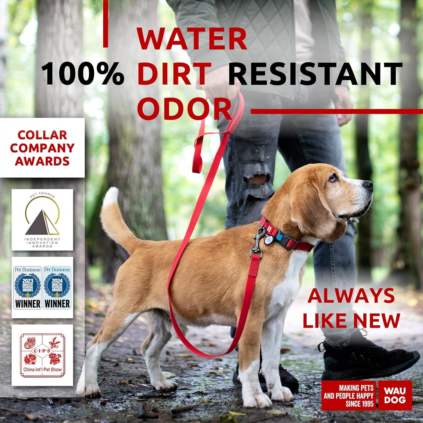 Waterproof Dog Collar - Adjustable Glow Dog Collar for Large Dogs, Small and Medium Dogs - Heavy Duty Dog Collars with Durable Metal Clasp and QR Dog Tag - Glow in The Dark Dog Collars