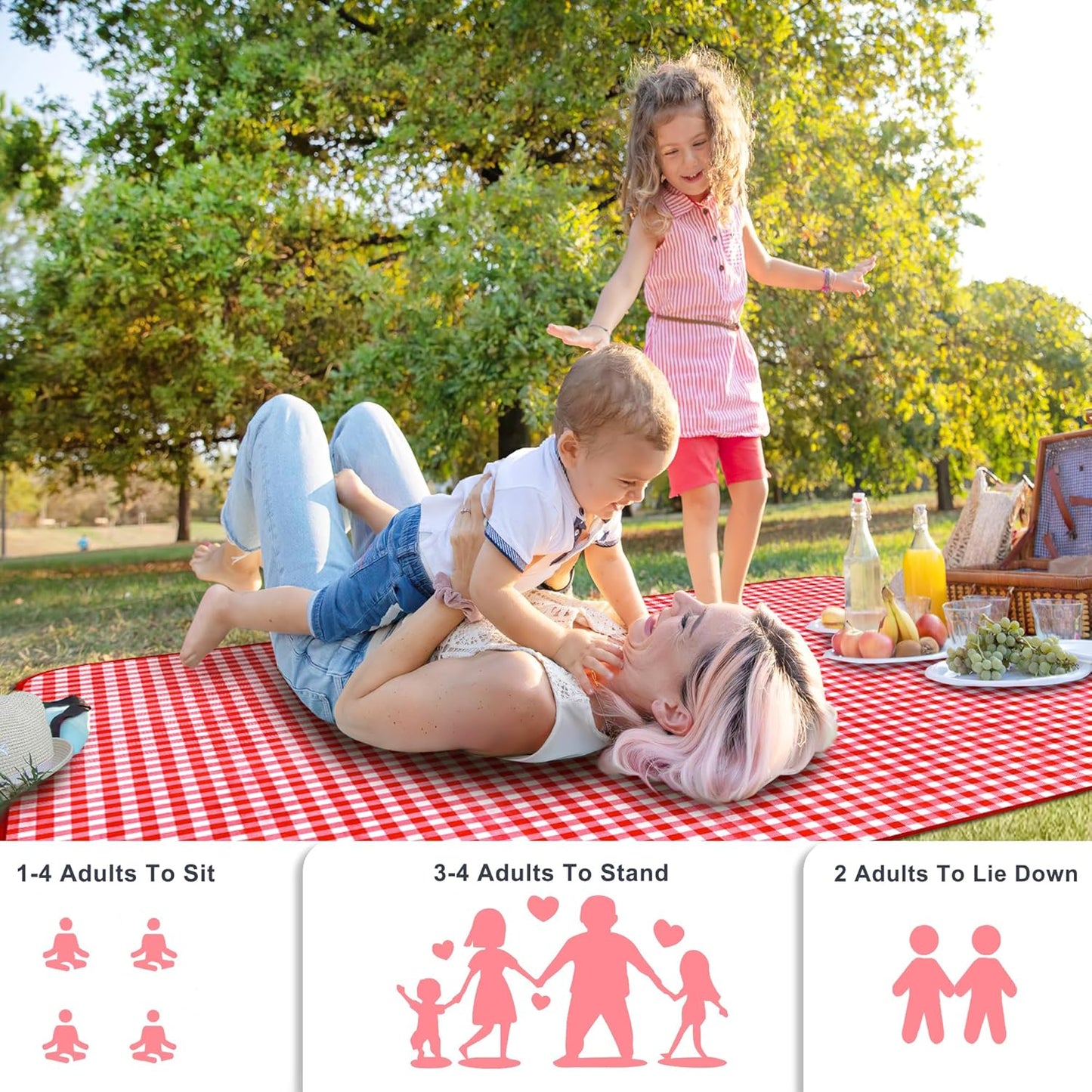SAMSIER Large Outdoor Picnic Blankets Waterproof Foldable, Beach Blanket Sandproof Portable, Cute Picnic Mat Washable (Navy Blue, 60"×80")