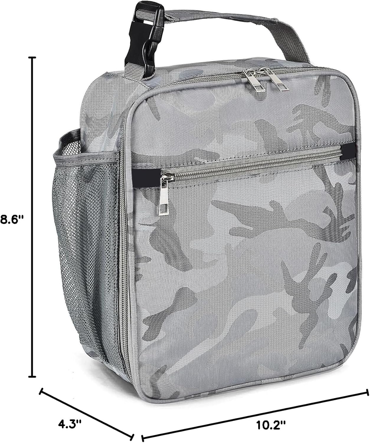 Insulated Lunch Bag, Leakproof Portable Lunch Box for Women Men Boys Girls, Large Capacity Cooler Bag with Handle and Bottle Pocket for Office School Camping Hiking Outdoor Beach Picnic (Black)