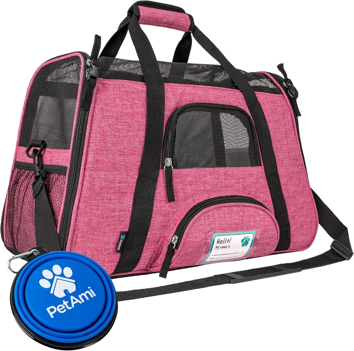 Premium Airline Approved Soft-Sided Pet Travel Carrier by PetAmi | Ventilated, Comfortable Design with Safety Features | Perfect For Plane or Car | Ideal for Small to Medium Sized Cats, Dogs, and Pets