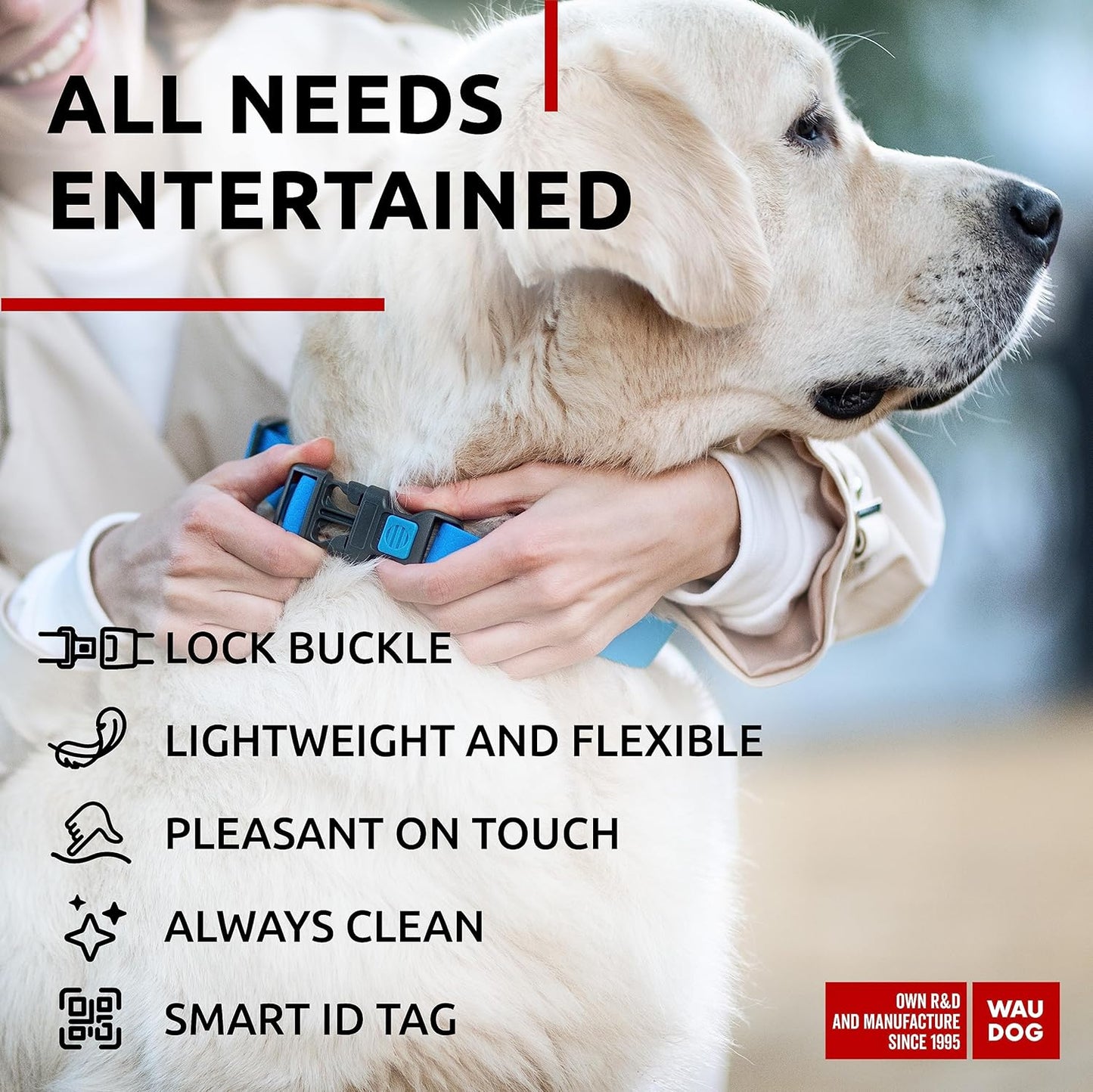 Waterproof Dog Collar - Adjustable Glow Dog Collar for Large Dogs, Small and Medium Dogs - Heavy Duty Dog Collars with Durable Metal Clasp and QR Dog Tag - Glow in The Dark Dog Collars