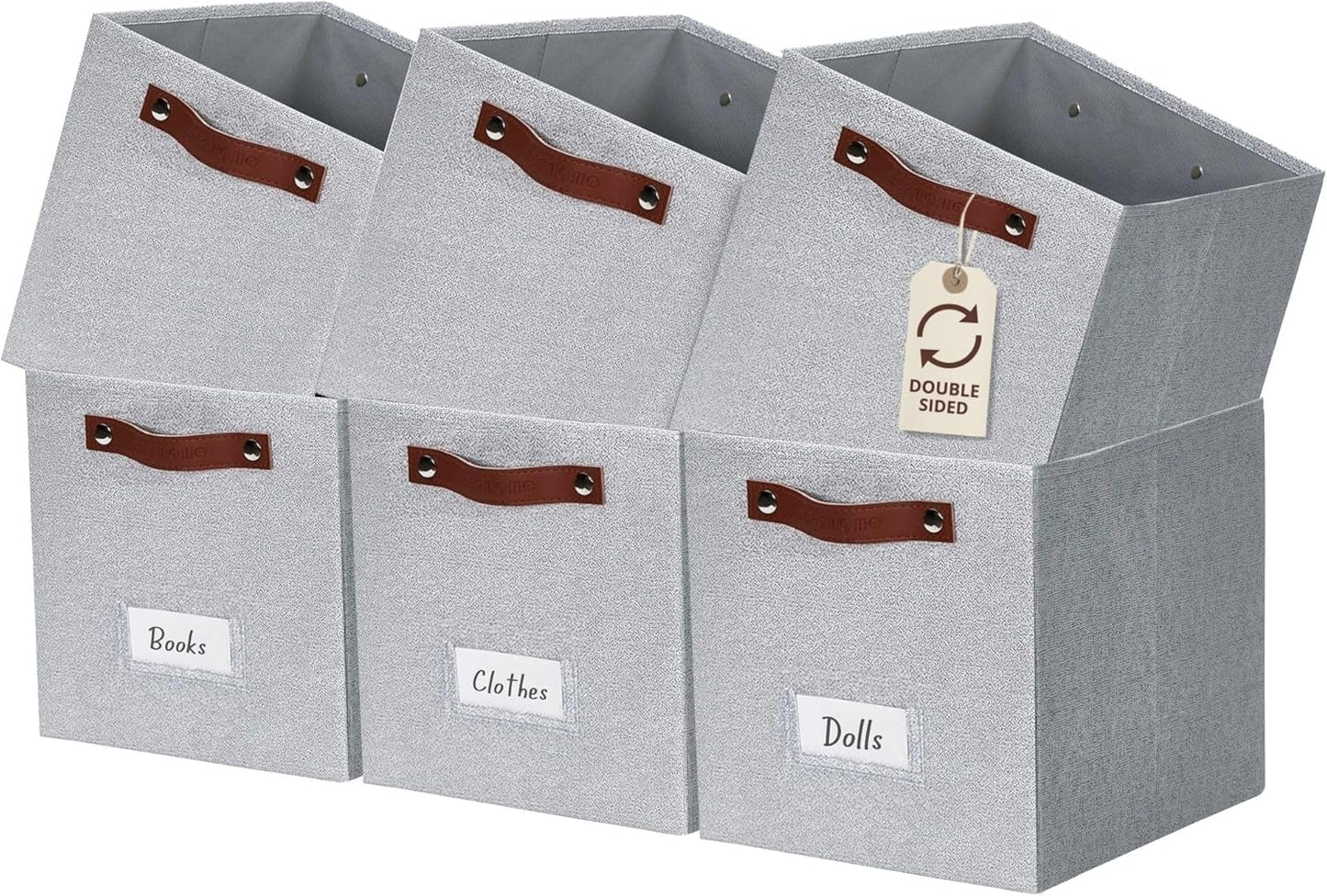 DECOMOMO Cube Storage Bin, Storage Cubes with Labels, Baskets for Shelves Kallax Linen Closet Organizers (Cube 10.5x11"/ 6pcs, Black)