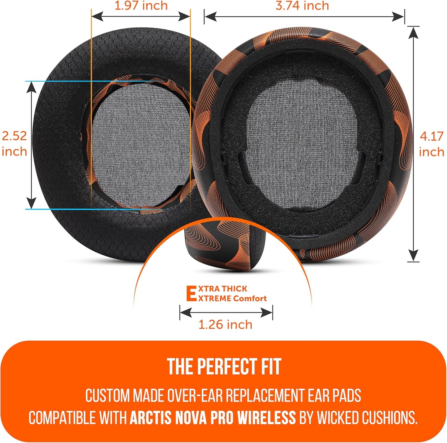 WC Freeze Nova Pro Wireless - Cooling Gel Earpads for Arctis Nova Pro Wireless ONLY (Doesn’t Fit Other Models), Made by Wicked Cushions, Improved Durability, Thickness & Sound Isolation | Black