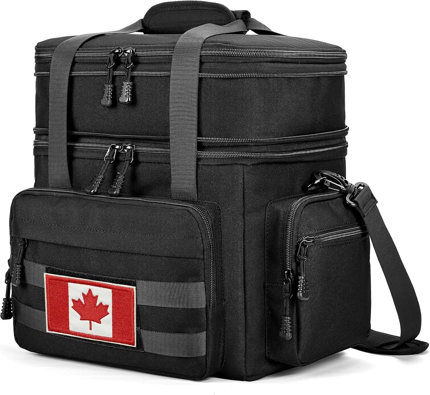 Tactical Lunch Bag for Men, Large Leakproof Insulated Lunch Box, Lunch Cooler Bag with Shoulder Strap, Lunch Pail for Adults Work Outdoor Picnic Trips, Black Camo