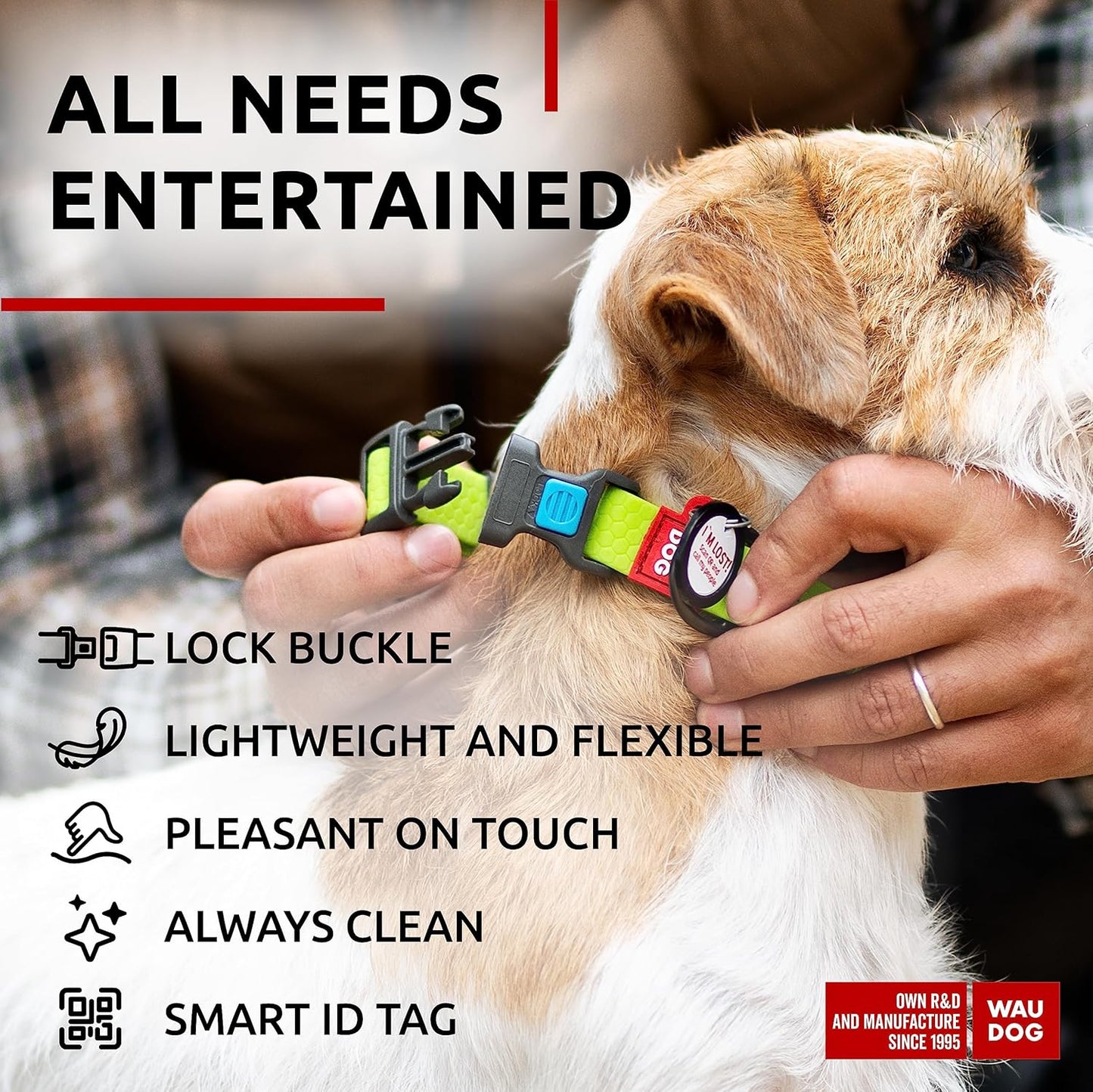 Waterproof Dog Collar - Adjustable Glow Dog Collar for Large Dogs, Small and Medium Dogs - Heavy Duty Dog Collars with Durable Metal Clasp and QR Dog Tag - Glow in The Dark Dog Collars