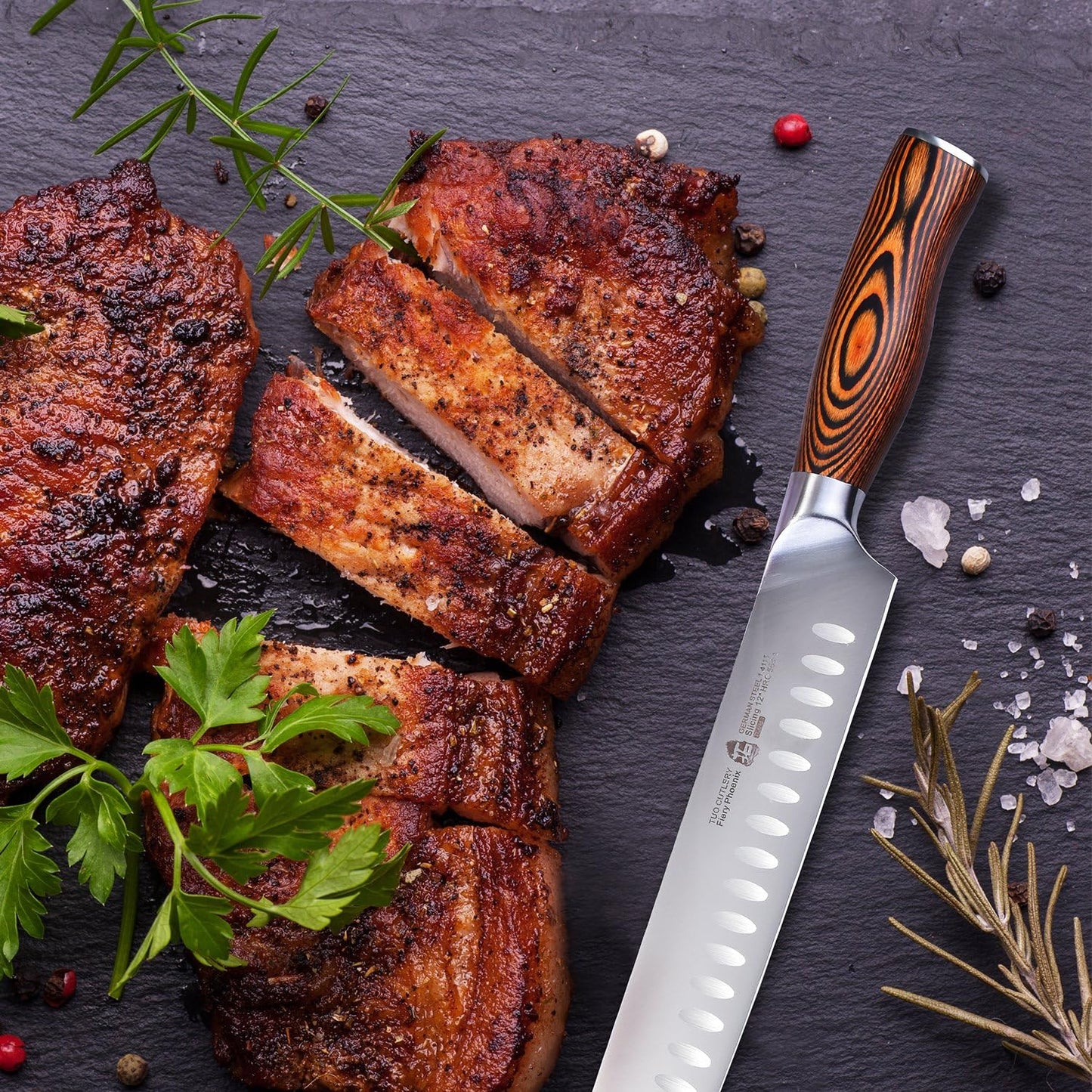 TUO Boning Knife - Razor Sharp Fillet Knife - High Carbon German Stainless Steel Kitchen Cutlery - Pakkawood Handle - Luxurious Gift Box Included - 7 inch - Fiery Phoenix Series