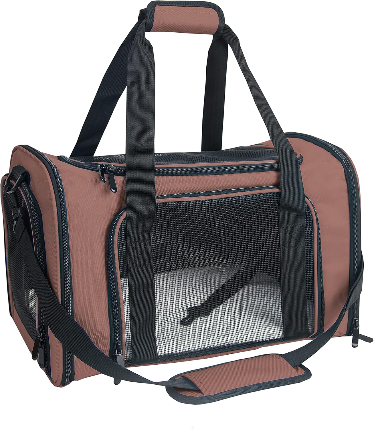 NextFri Soft Sided Carrier for Cats Dogs,TSA Airline Approved Collapsible Travel Pet Carrier (Magenta, Medium)