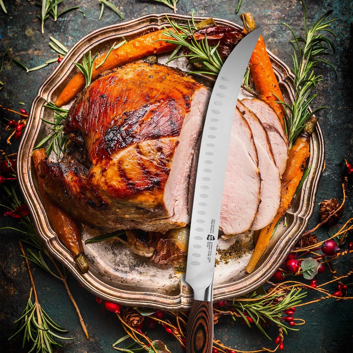 TUO Boning Knife - Razor Sharp Fillet Knife - High Carbon German Stainless Steel Kitchen Cutlery - Pakkawood Handle - Luxurious Gift Box Included - 7 inch - Fiery Phoenix Series