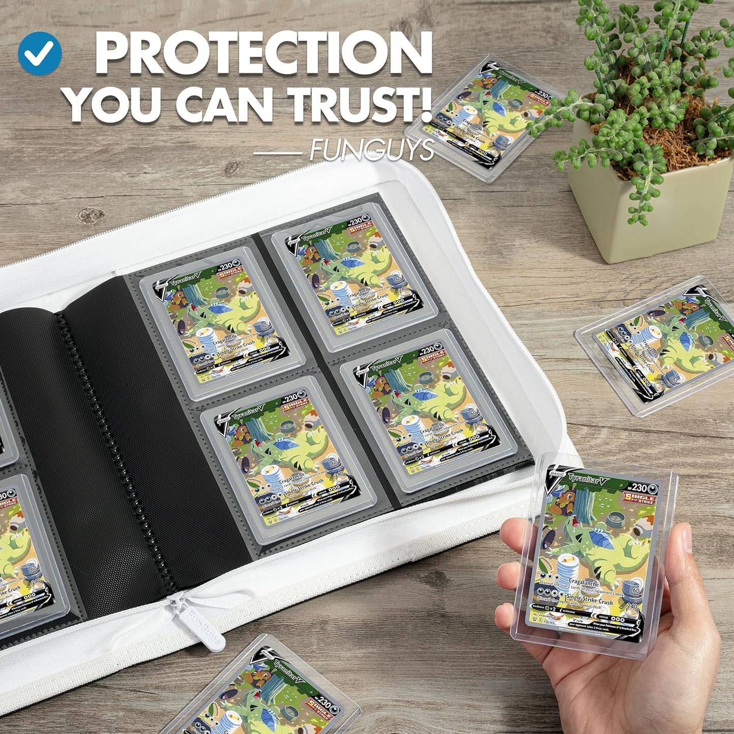 FunGuys Toploader Binder, Trading Card Binder Storage,128 4 Pocket Top Loader Pokemon Binder, Card Collection Yugioh Cards, MTG, TCG, Folders for Trading Cards