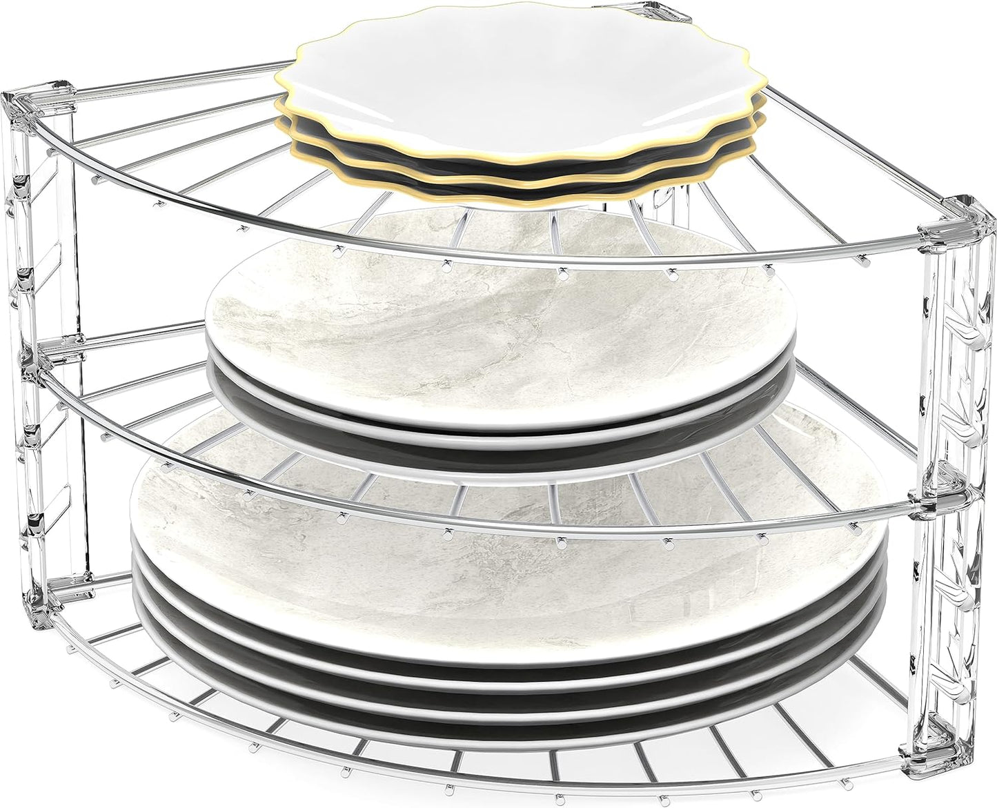 SimpleHouseware 3-Tier Corner Shelf Plate Rack for Counter and Cabinet Organizer, Bronze