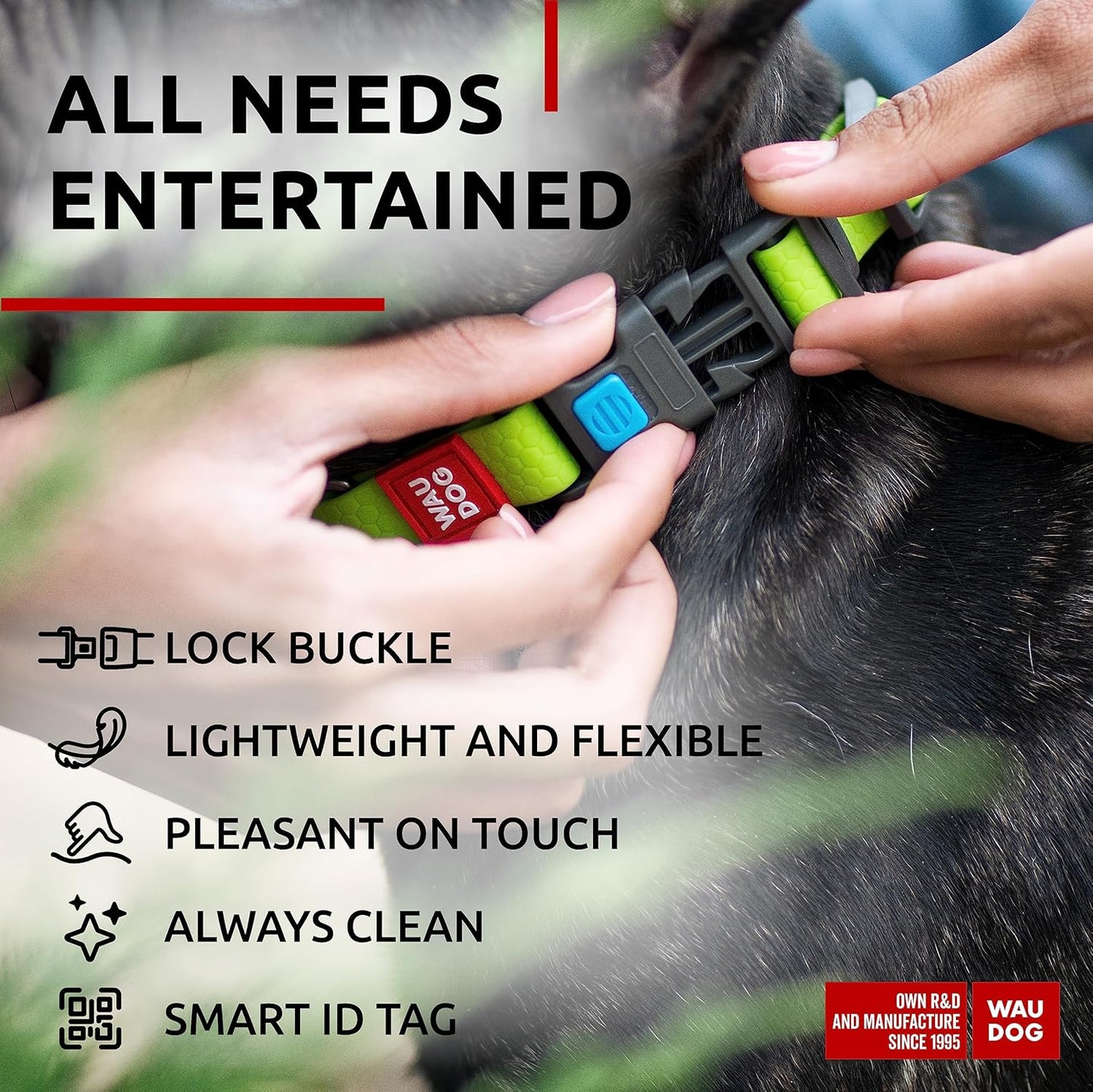 Waterproof Dog Collar - Adjustable Glow Dog Collar for Large Dogs, Small and Medium Dogs - Heavy Duty Dog Collars with Durable Metal Clasp and QR Dog Tag - Glow in The Dark Dog Collars