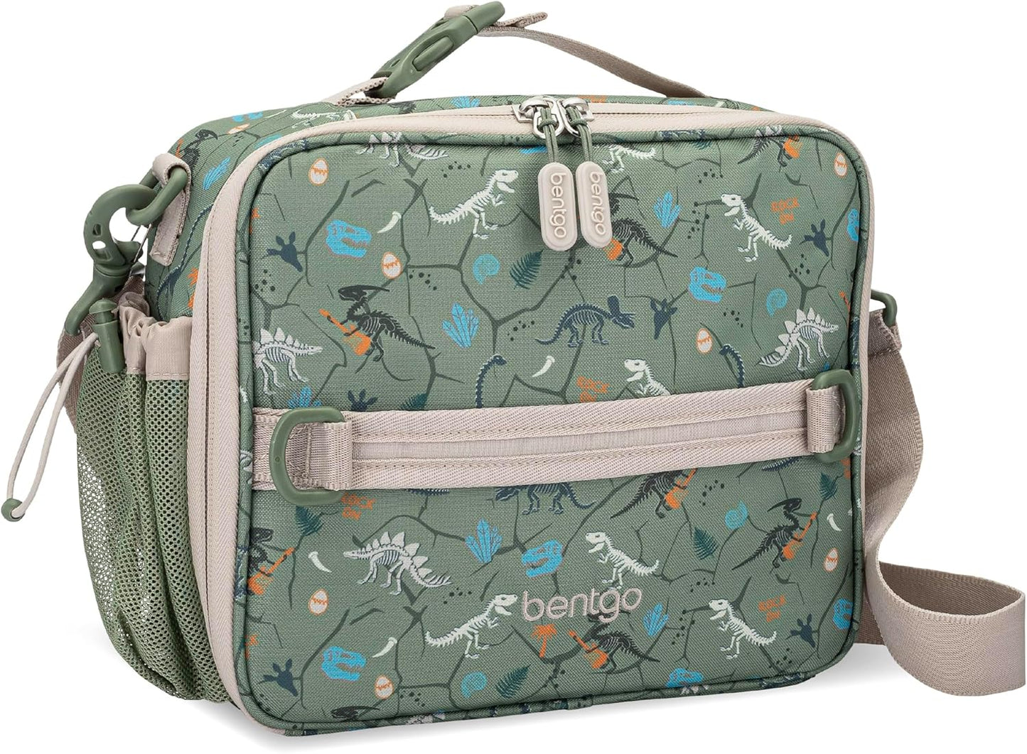 Bentgo® Kids Lunch Bag - Durable, Double Insulated, Water-Resistant Fabric, Interior & Exterior Zippered Pockets, Water Bottle Holder - Ideal for Children 3+ (Shark)