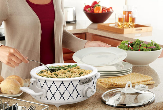 Crockpot 2.5-Quart Mini Casserole Crock Slow Cooker, White/Blue - PuriLite