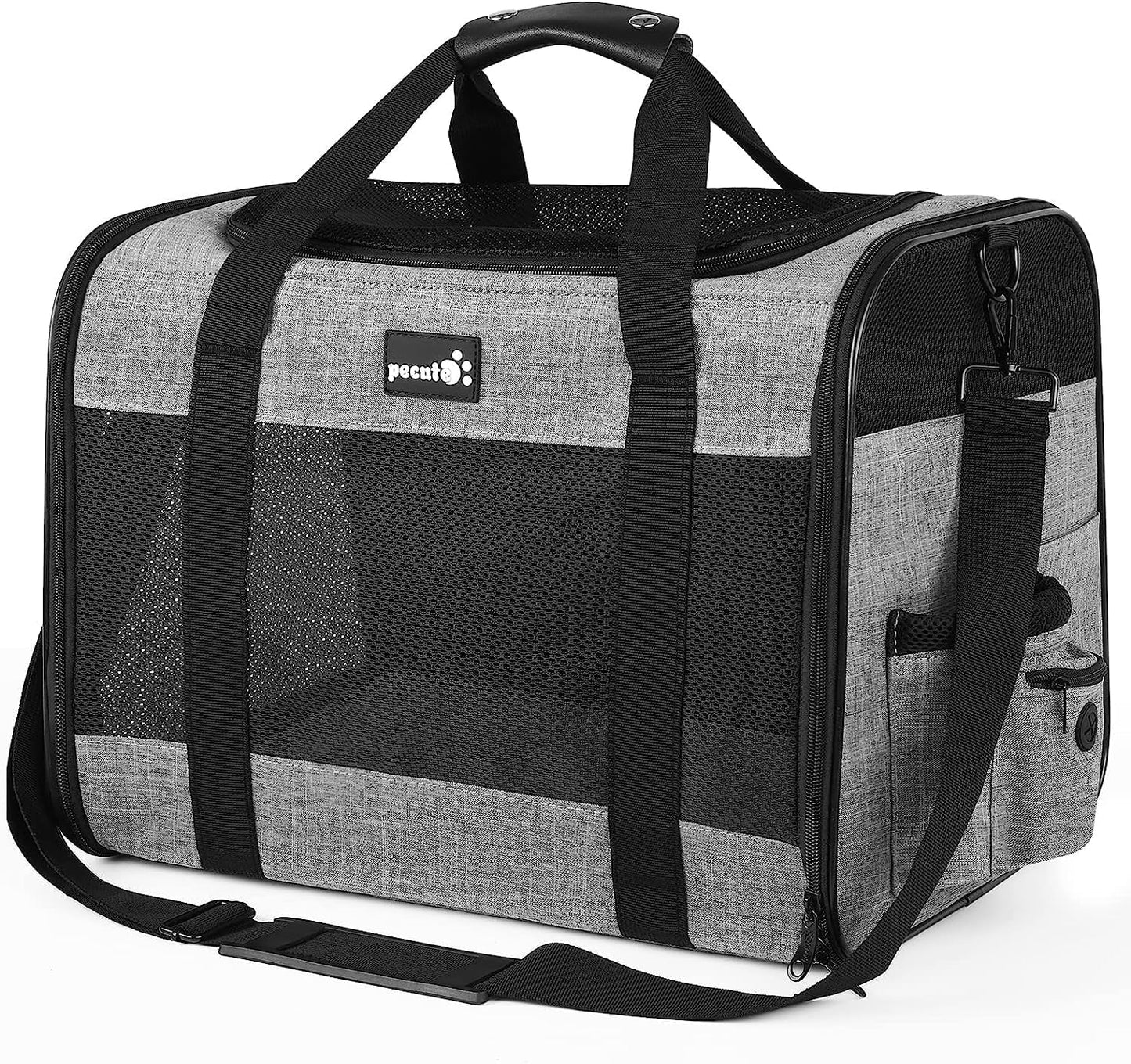 Pecute Cat Carrier Dog Carrier up to 15lbs,Pet Carrier for Cats and Puppies with Foldable Bowl, Soft-Sided Bag with Breathable Mesh, Suitable for Long and Short Trips Travel Camping Outdoor