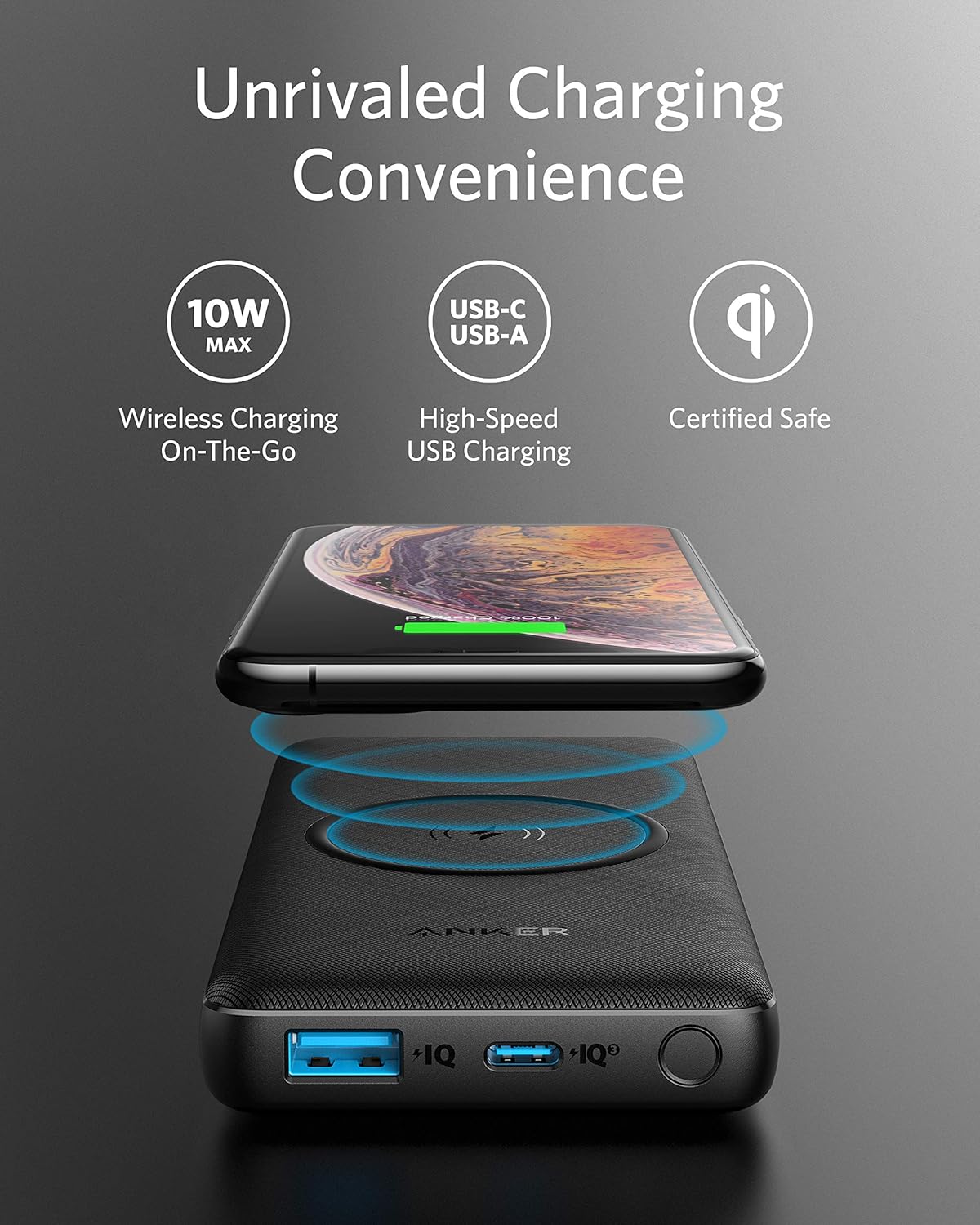 ANKER PowerCore III 10K Wireless Portable Charger with Qi-Certified 10W Wireless Charging and 18W USB-C Quick Charge for iPhone 15/15 Plus/15 Pro/15 Pro Max, iPhone 14 Series, iPad, AirPods, and More