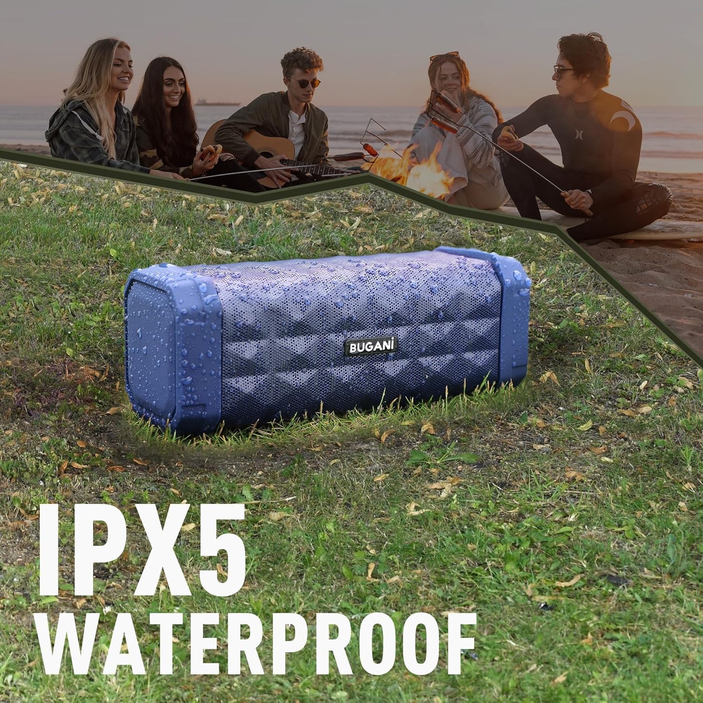 M99 Bluetooth Speaker, BUGANI Wireless Portable Speaker Stereo Sound, IPX5 Speaker, Built-in Microphone 24H Play, Bluetooth 5.0, USB-C Charging, Outdoor Speaker Suitable for Home Hiking, Red