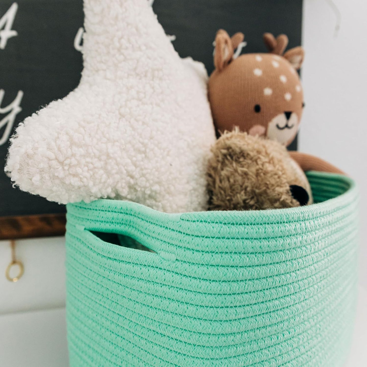 OrganiHaus Soft Woven Baskets for Storage Organization Set of 3, Cotton Rope Nursery Storage Baskets for Shelves, Square Book Bins, Bathroom Towel Hamper, Dog Toy Bins, Panier Rangement - Light Honey