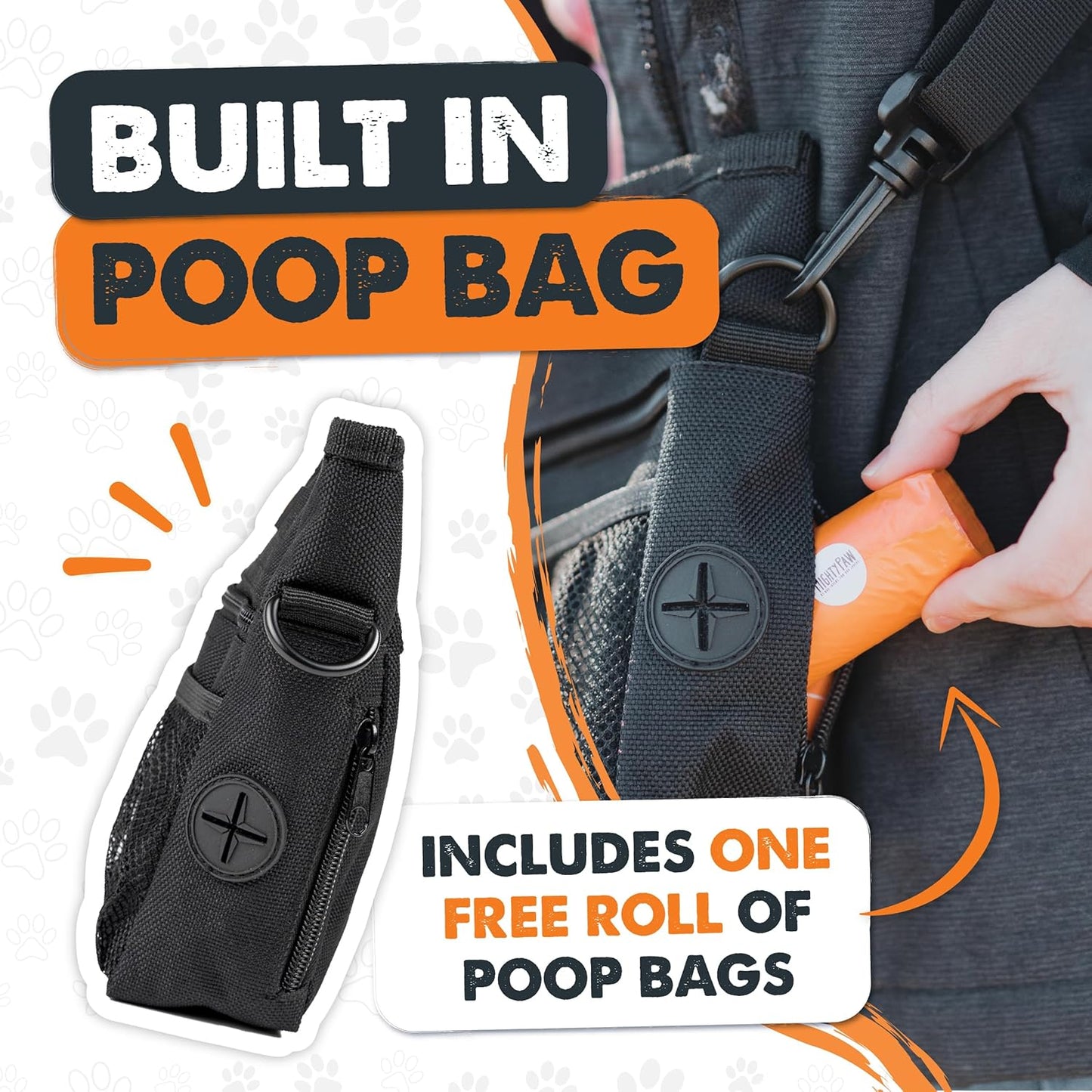 Mighty Paw Dog Treat Pouch 2.0 | Pet Training Hands-Free Snack Bag w/Strap. Holds 2 Cups Kibble, Phone & Keys. Magnetic Clasp & Waist Belt Clip. Includes 1 Roll of Poop Bags (Green/Grey)