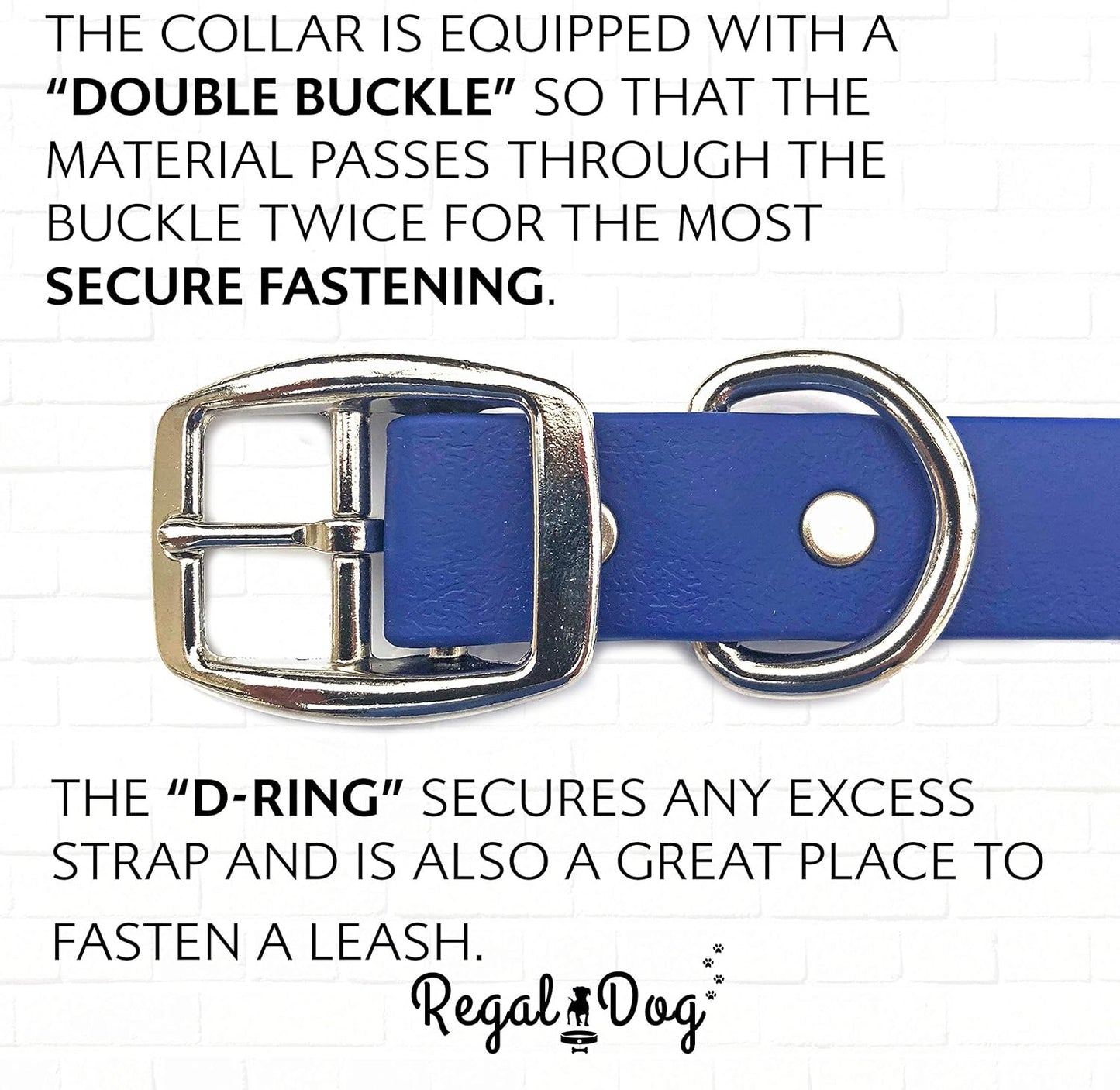 Regal Dog Products Medium Orange Dog Collar with Heavy Duty Double Buckle & D Ring | Vinyl Coated, Custom Fit, Adjustable Biothane Dog Collar Chew Resistant Waterproof Center-Ring Collar for Dogs