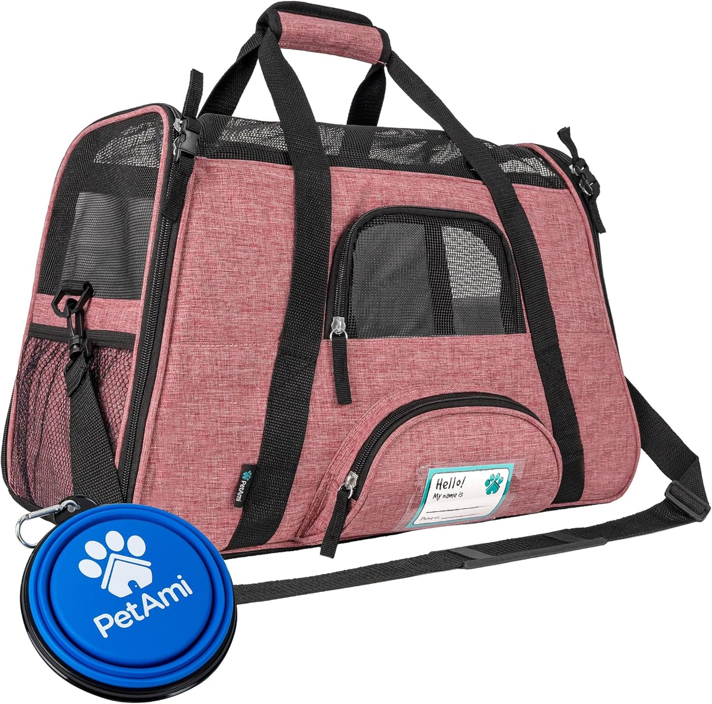 Premium Airline Approved Soft-Sided Pet Travel Carrier by PetAmi | Ventilated, Comfortable Design with Safety Features | Perfect For Plane or Car | Ideal for Small to Medium Sized Cats, Dogs, and Pets