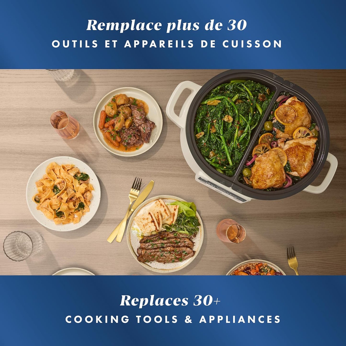 Crock-Pot MultiMeal Multicooker and Programmable Slow Cooker, With Extra 8-Qt. Cooking Pot, Oat Milk