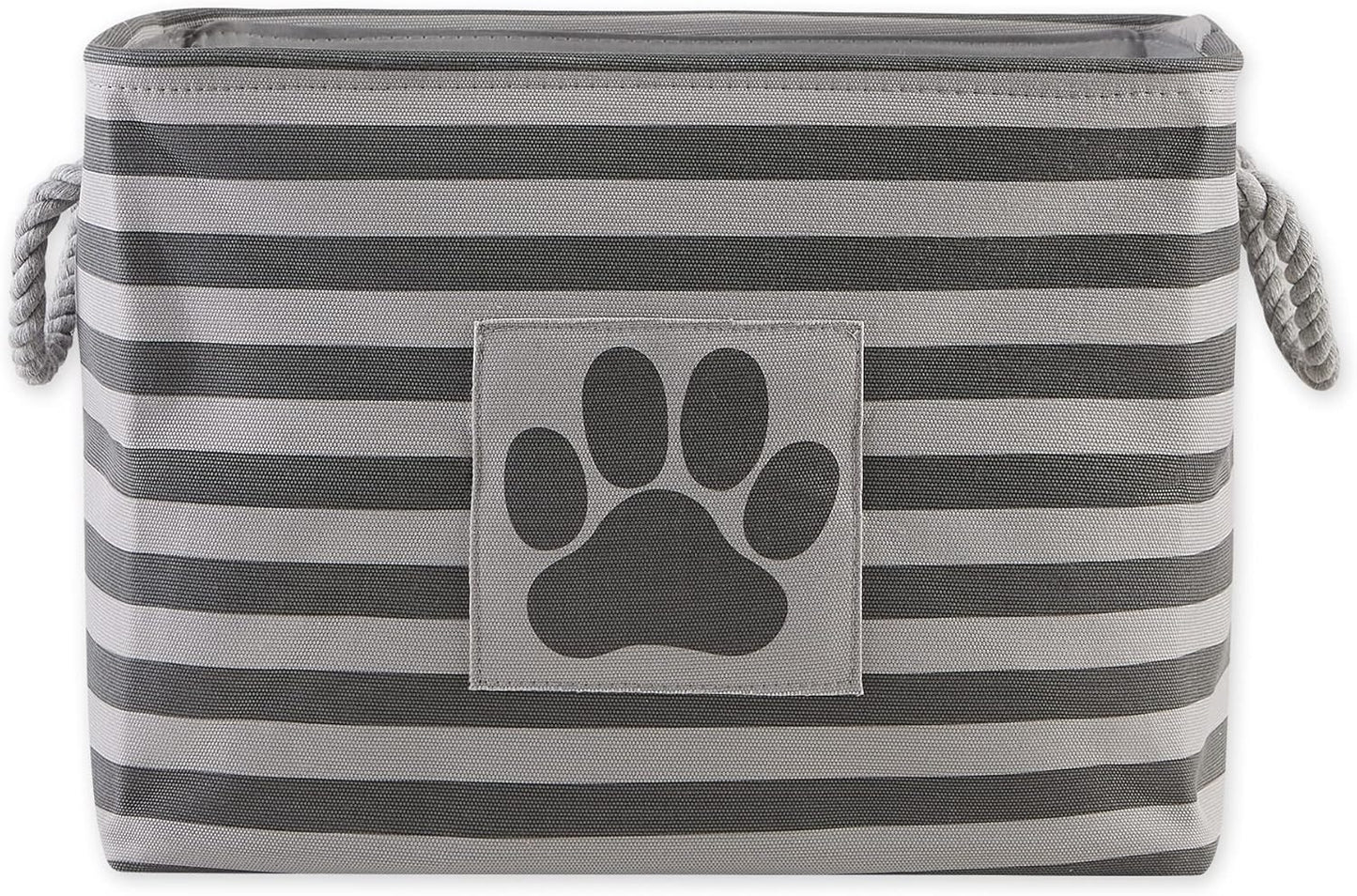 DII Bone Dry RoundSmall Pet Toy and Accessory Storage Bin, 12"(Dia) x9(H), Collapsible Organizer Storage Basket for Home Decor, Pet Toy, Blankets, Leashes and Food-Gray Stripes