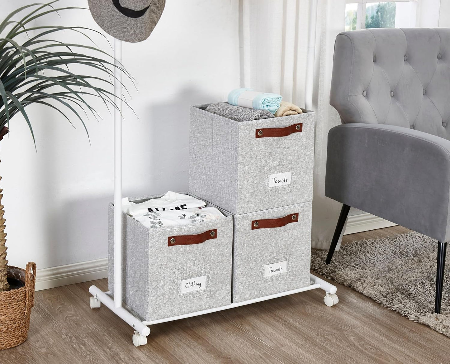 DECOMOMO Cube Storage Bin, Storage Cubes with Labels, Baskets for Shelves Kallax Linen Closet Organizers (Cube 10.5x11"/ 6pcs, Black)
