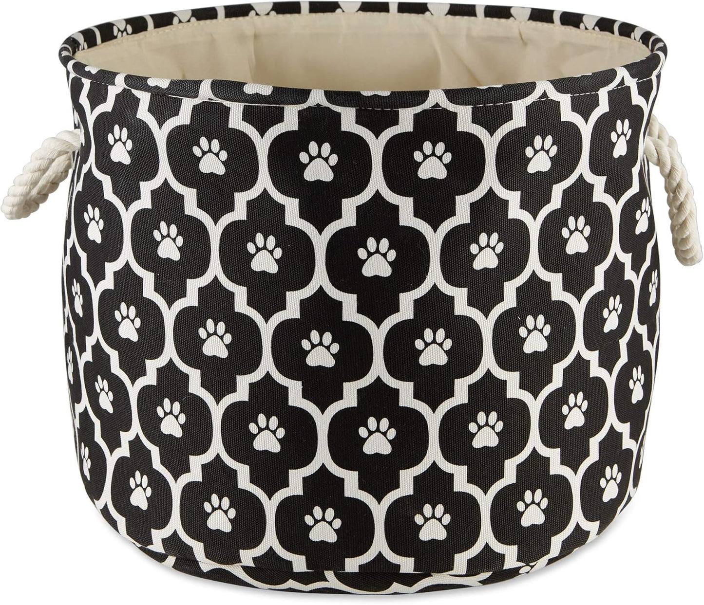 DII Bone Dry RoundSmall Pet Toy and Accessory Storage Bin, 12"(Dia) x9(H), Collapsible Organizer Storage Basket for Home Decor, Pet Toy, Blankets, Leashes and Food-Gray Stripes