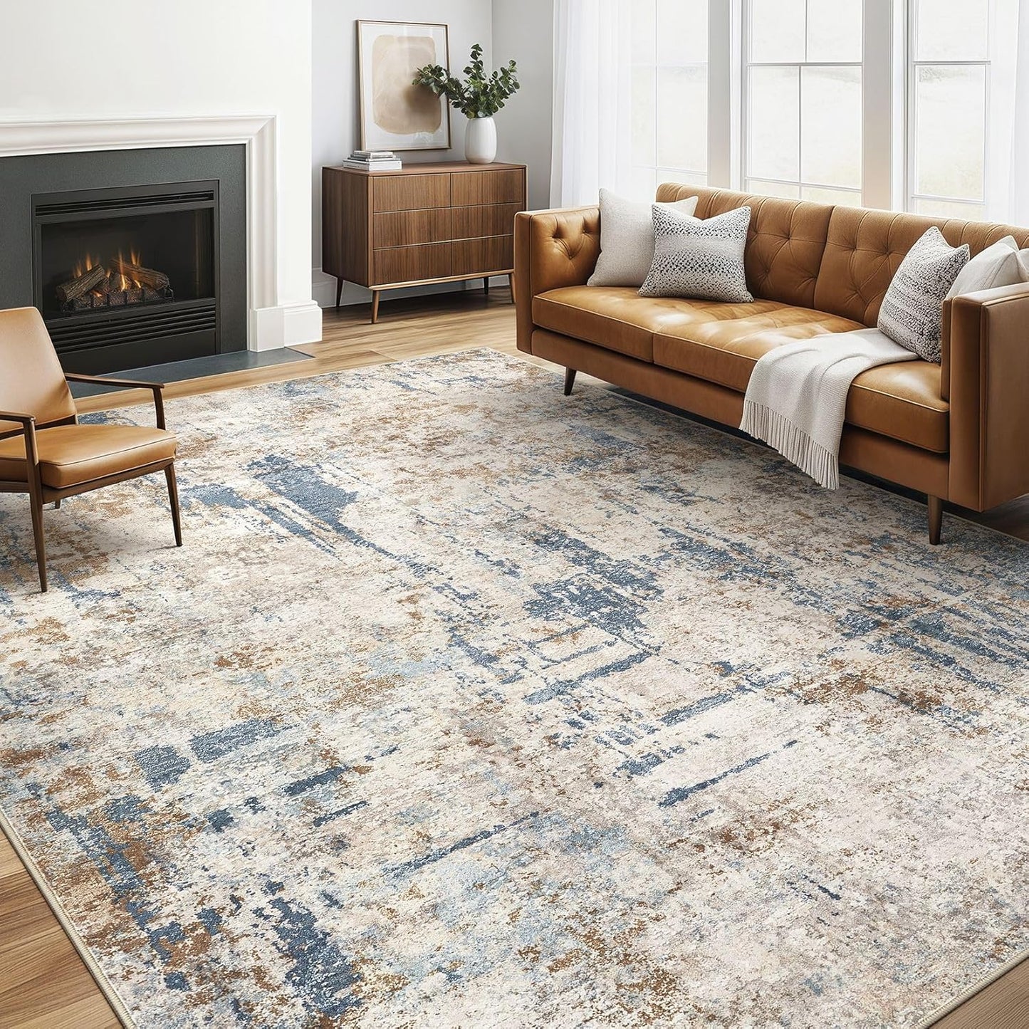 6x9 Area Rugs Living Room: Large Washable Abstract Modern Soft Rug Stain Resistant Indoor Floor Non Slip Accent Carpet for Bedroom Nursery Playroom Dining Room Office Dorm Home Decor- Gray Gold