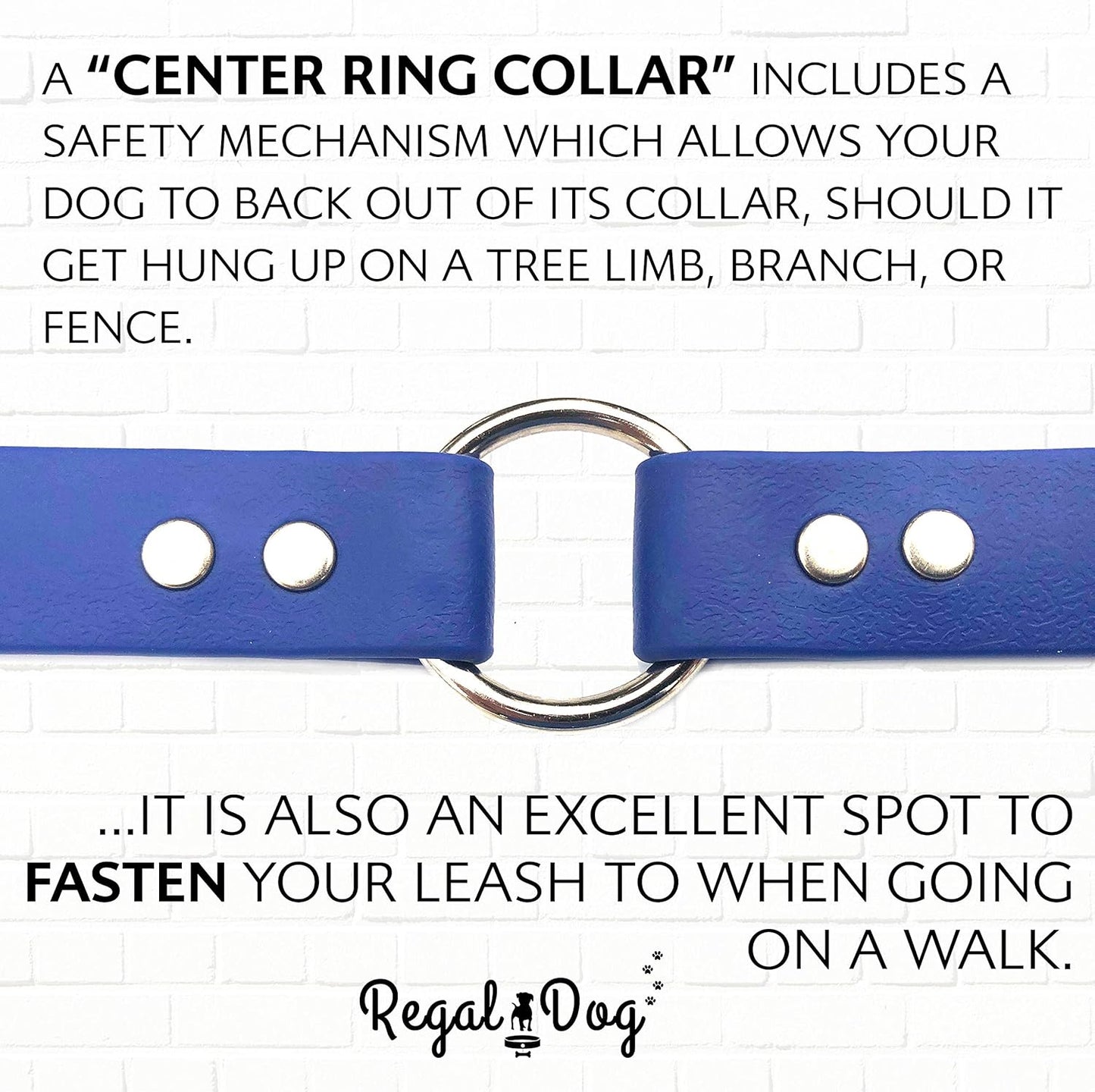 Regal Dog Products Medium Orange Dog Collar with Heavy Duty Double Buckle & D Ring | Vinyl Coated, Custom Fit, Adjustable Biothane Dog Collar Chew Resistant Waterproof Center-Ring Collar for Dogs
