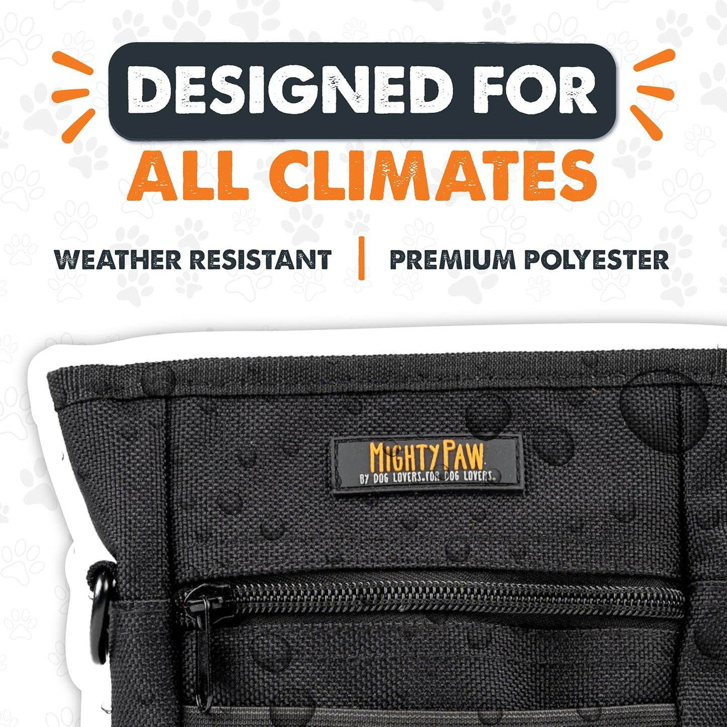 Mighty Paw Dog Treat Pouch 2.0 | Pet Training Hands-Free Snack Bag w/Strap. Holds 2 Cups Kibble, Phone & Keys. Magnetic Clasp & Waist Belt Clip. Includes 1 Roll of Poop Bags (Green/Grey)
