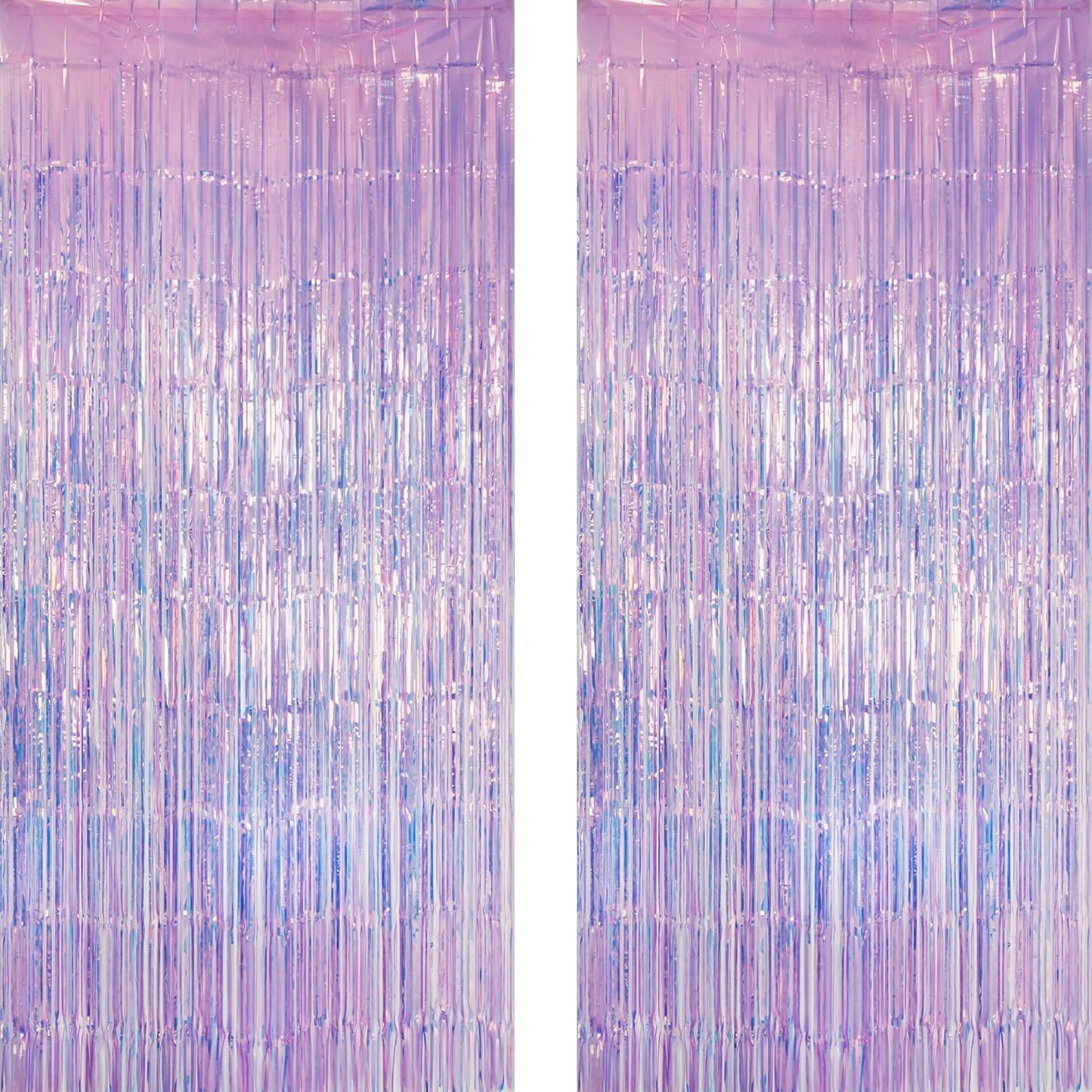 GREATRIL Iridescent Party Tinsel Fringe Backdrop Decorations - Holographic Foil Streamers Curtain for Mermaid/Under The Sea/Frozen/Ocean/Disco/Birthday Themed 3.2ft x 6.5ft - 2 PCS