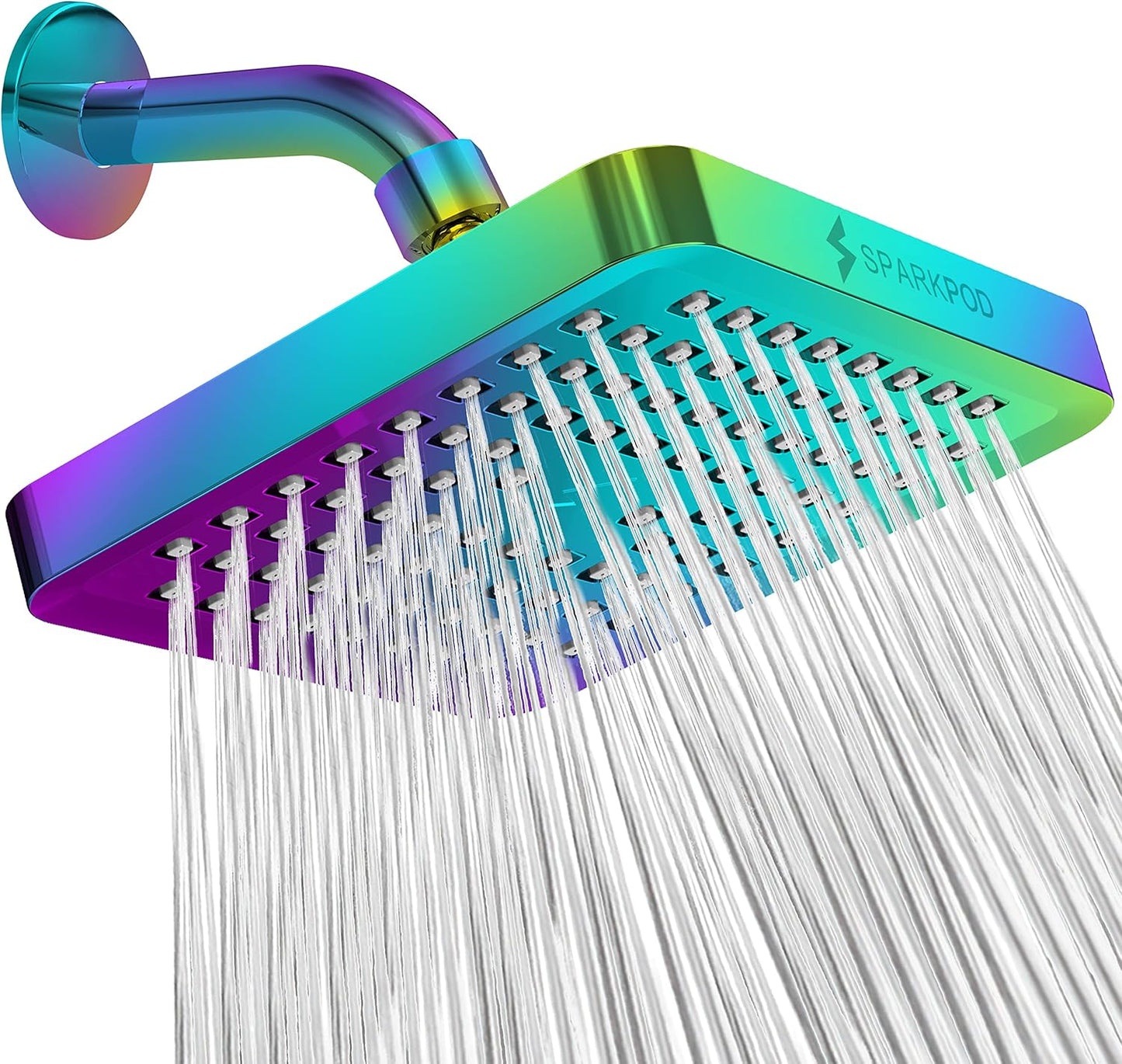 SparkPod Shower Head - High Pressure Rain - Premium Quality Luxury Design - 1-Min Install - Easy Clean Adjustable Replacement for Your Bathroom Shower Heads (Luxury Polished Chrome, 6 Inch Round)